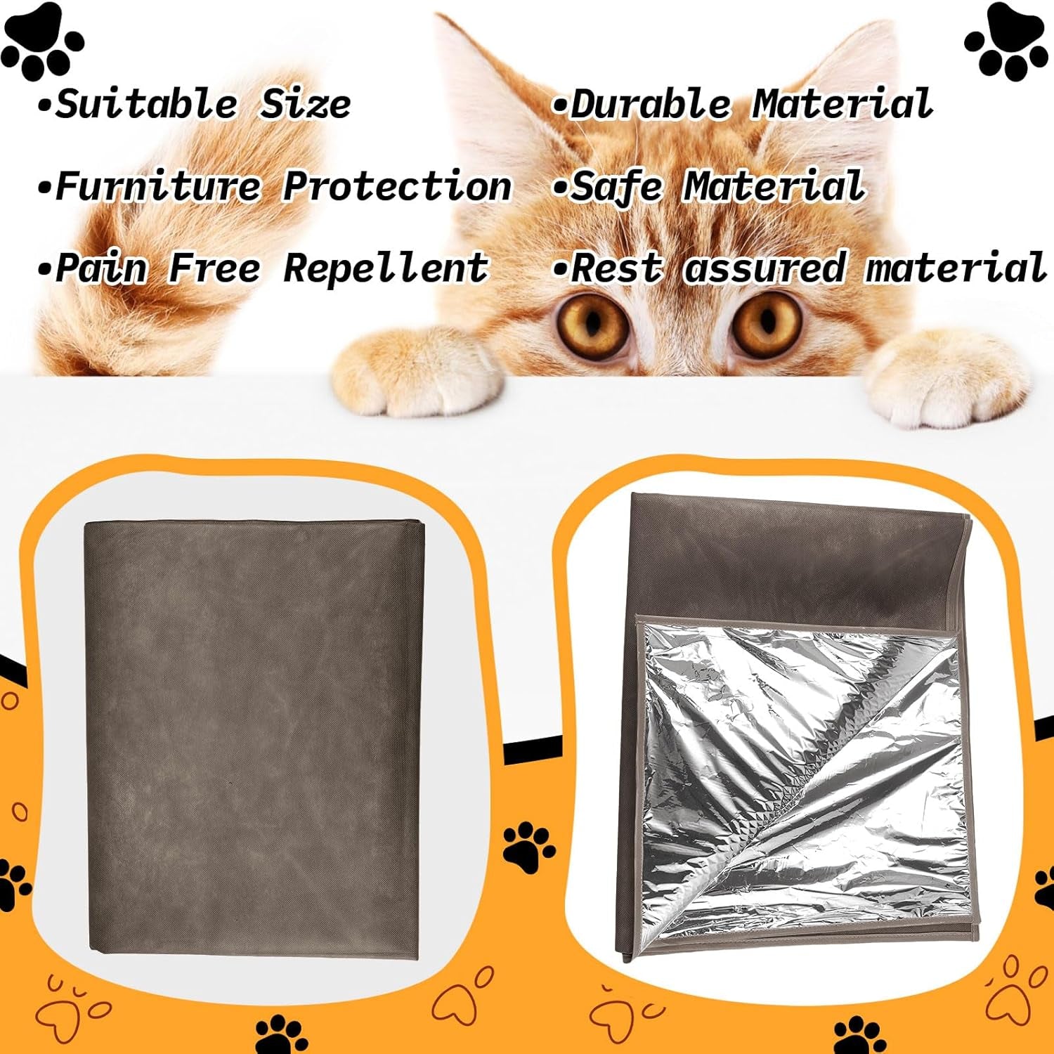 2 Pcs Pet Deterrent Mat for Couch Keep Dogs off Bed Cat Pet Repellent Mat Pain Free Couch Covers for Cats Dogs Keep Pets off Furniture Bed Indoor (Coffee)