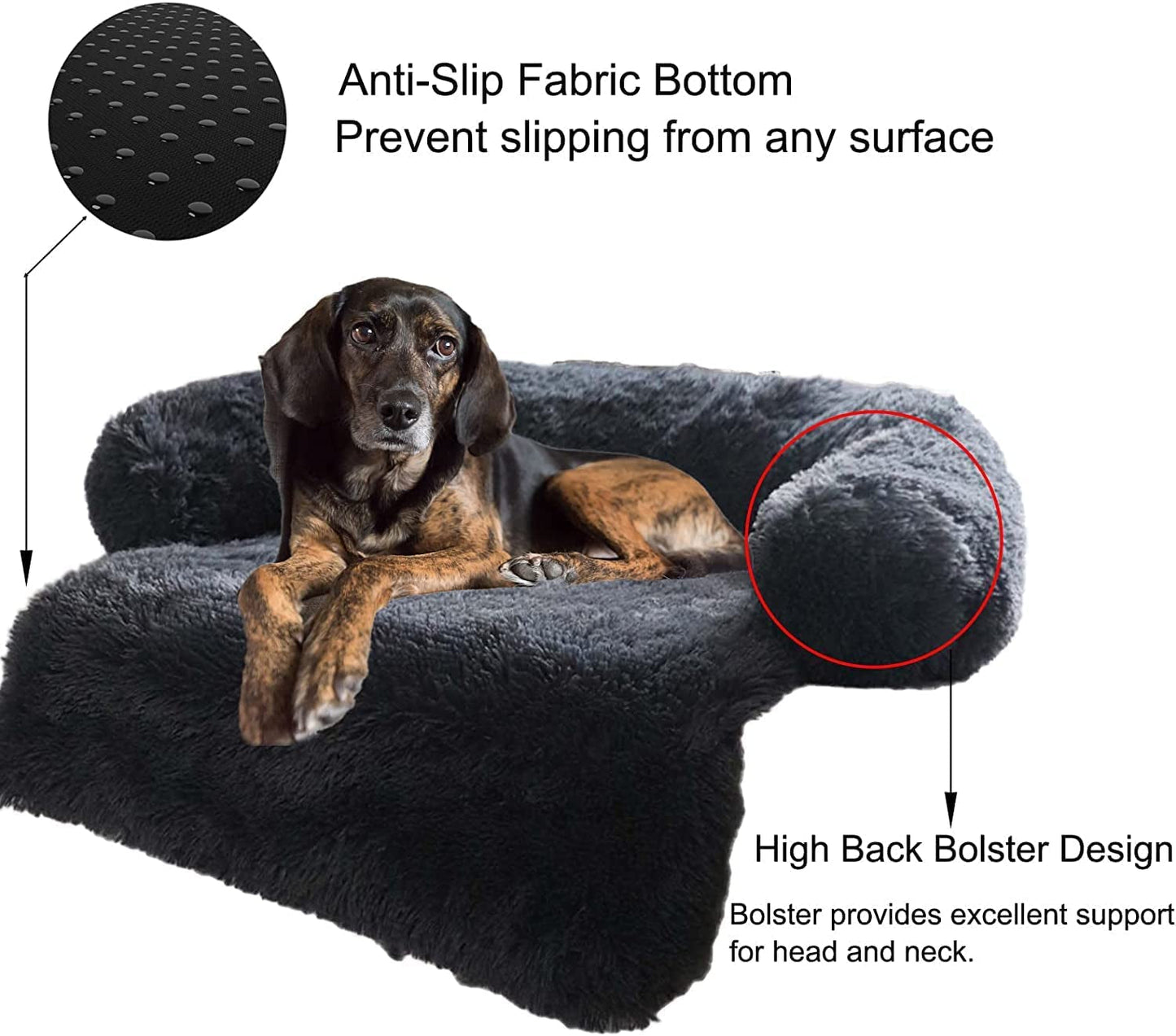 Calming Dog Bed Soft Fluffy Plush Dog Mat for Sofa Couch Pet Furniture Protector with Washable Cover for Large Medium Small Dogs Cats Puppy Thick Blanket Cushion Kennel with Nonskid Bottom