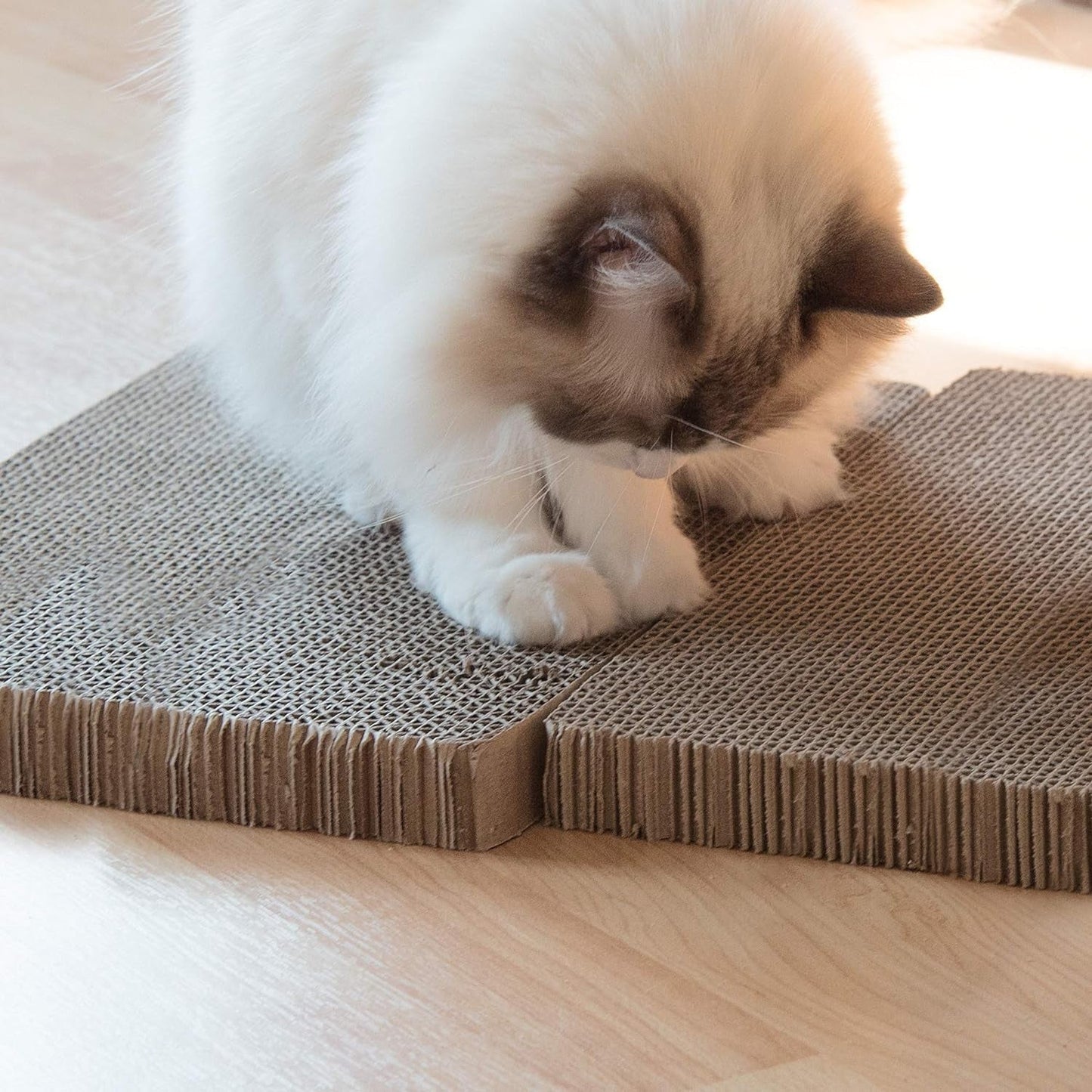 Navaris Cardboard Cat Scratcher Pads (Pack of 3) - Scratching Pad Boards Made of Reversible Corrugated Cardboard for Cats to Scratch 17" L X 9 1/2" W