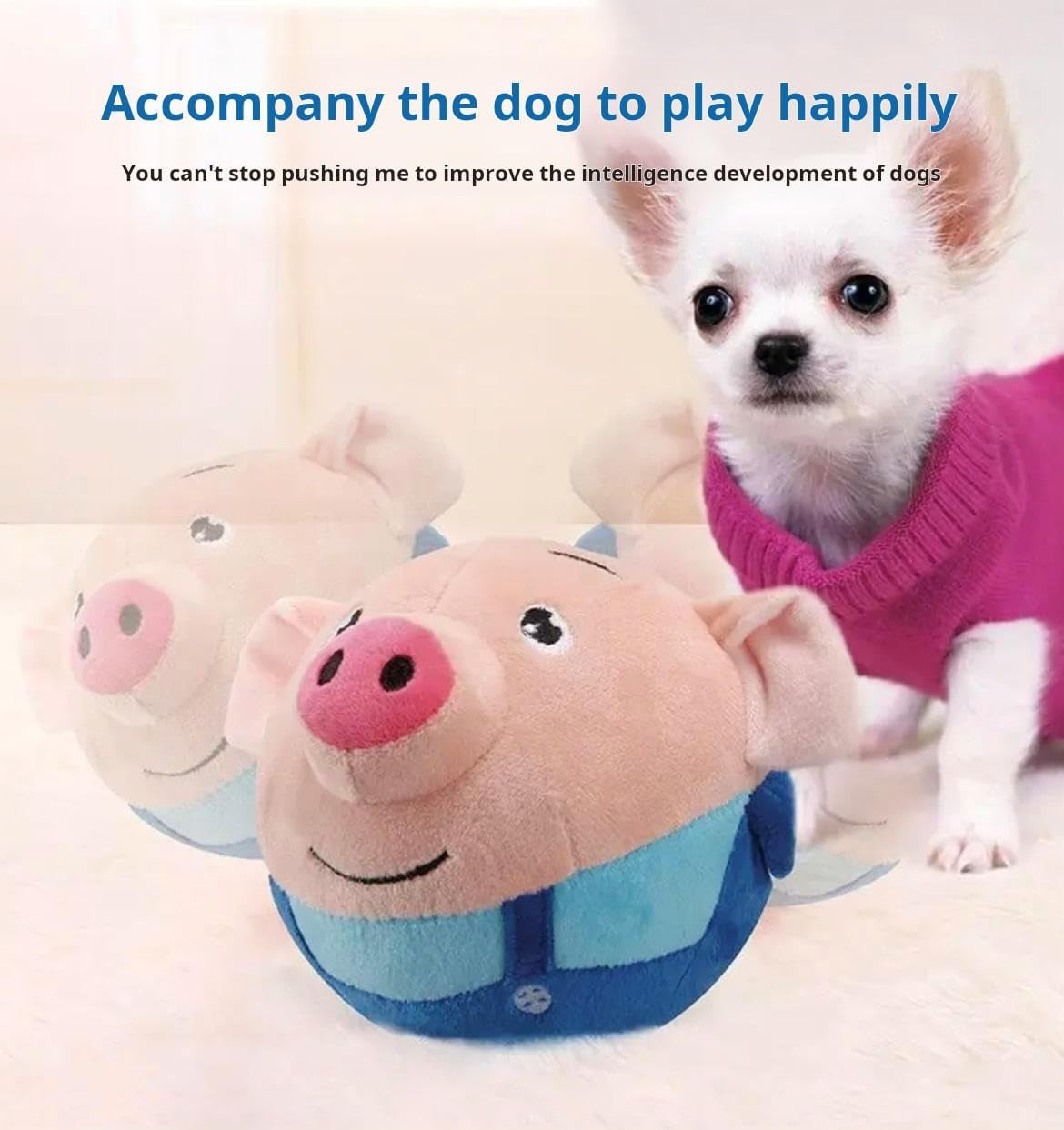 3 PCS Coats +1 PCS Movement Interactive Dog Toy Pet Bouncing Balls Jumping Squeaky Dog Toys Active Moving Pet Plush Toy Interactive Chewable Plush Cover Toy It Can Play Music and Record Sound