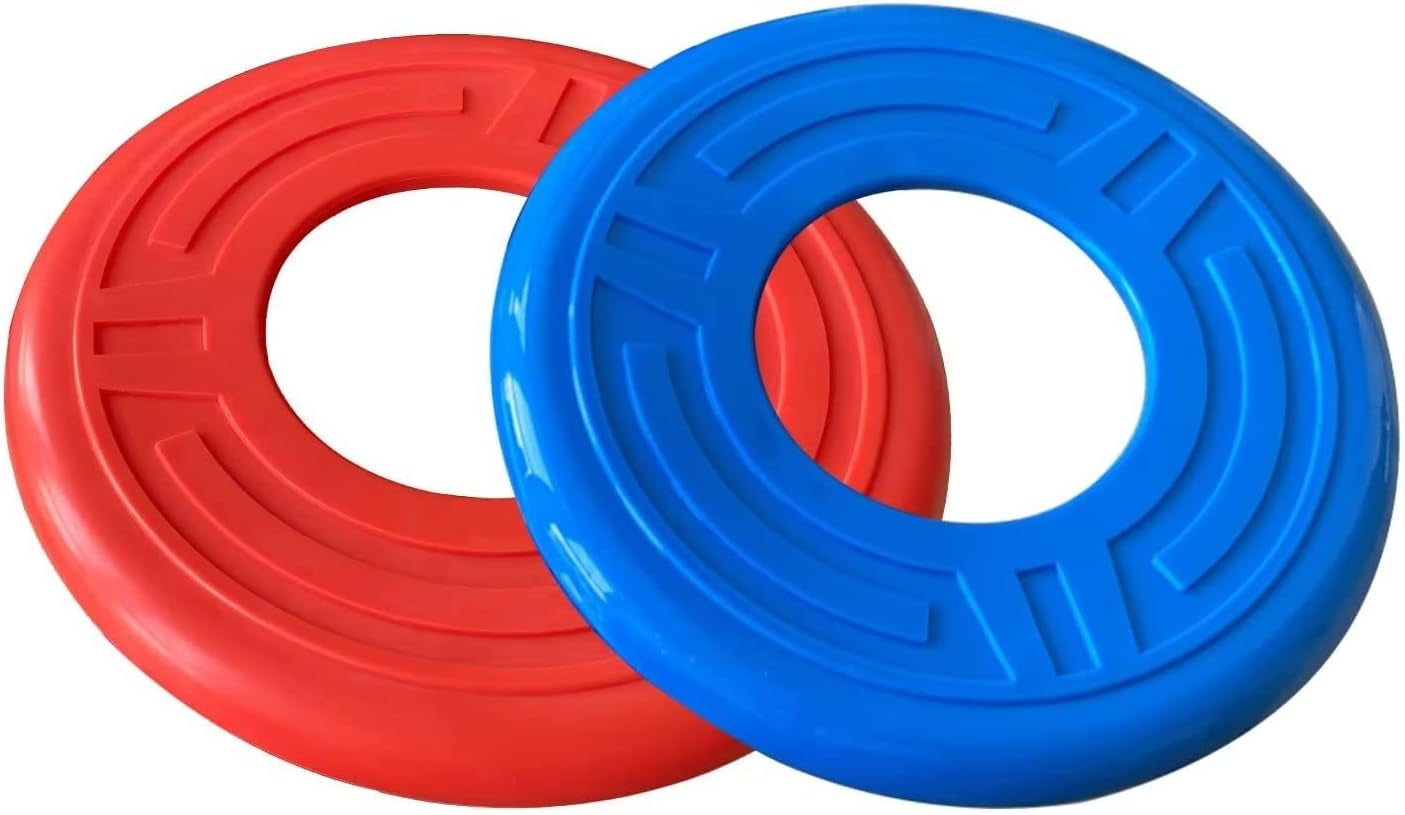 2 Packs Dog Toy Flying Disc, Pet Training Rubber Flying Toy Golf Saucer Fetch, Floating Water Dog Toy 2Pcs for Small, Medium, or Large Dogs Outdoor Flight, BLUE & RED