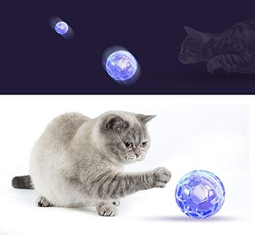 3PCS Light up Cat Balls,Ghost Hunting Cat Ball,Motion Light up Cat Dog Interactive Toys, Pet Glowing Mini Running Exercise Ball Toys for Animals