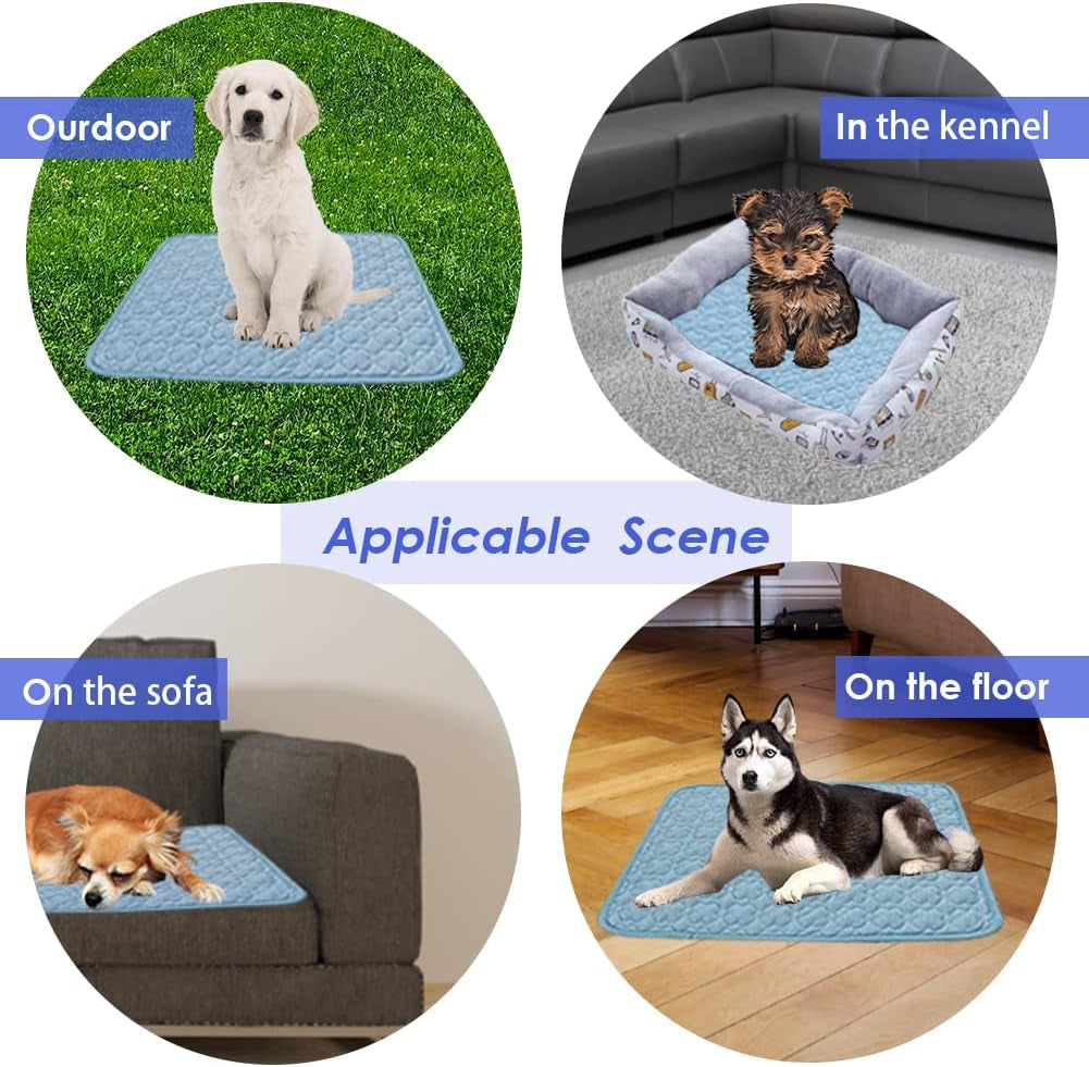 Feimax Dog Cooling Mat, Pet Summer Pads Cat Ice Silk Self Bed Sleeping Washable & Portable Cushion Home or Outdoor for Kennel/Sofa/Bed/Floor/Car Seats Small Medium Large Dogs Cats