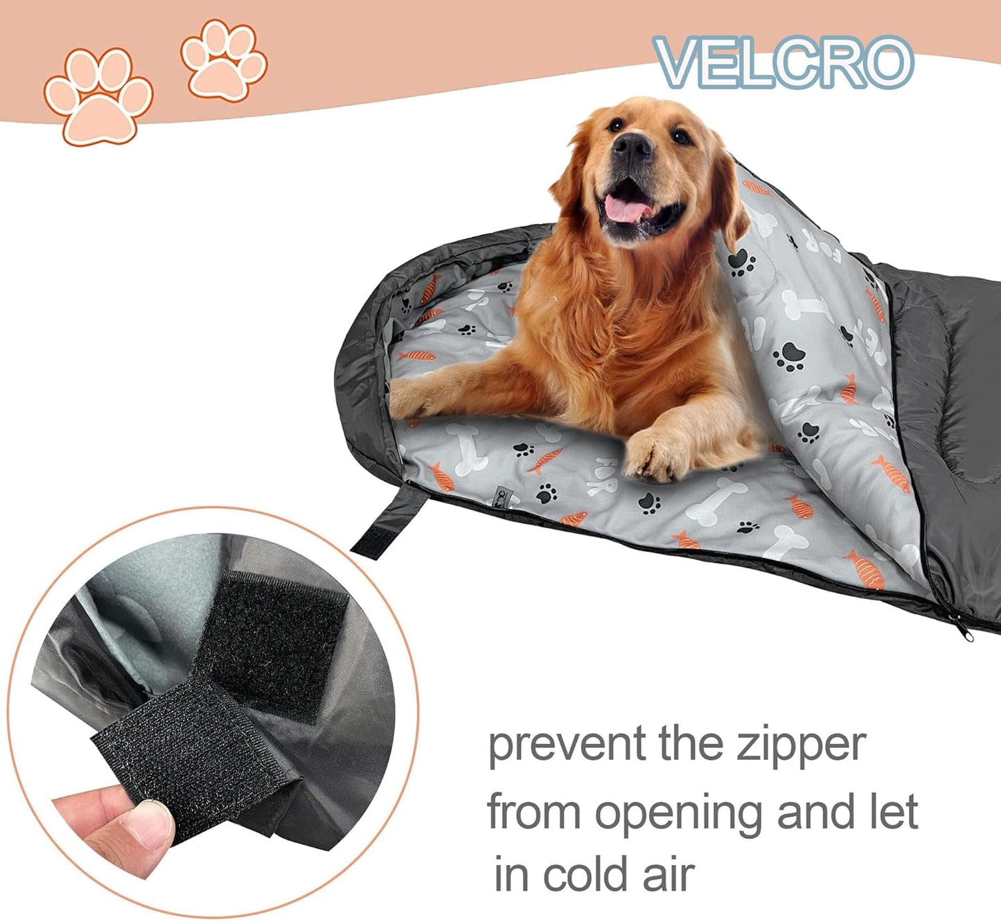 Dog Sleeping Bag Waterproof Warm Packable Dog Bed Mat with Storage Bag for Indoor Outdoor Travel Camping Hiking Backpacking (Grey)