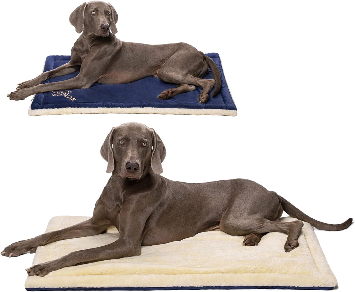 Large Dog Bed Mat 44 Inch Washable Mat Crate Pad, Ultra Soft and Warm Dogs Blanket Mats, Reversible Dog Bed Crate Luxurious Fur Never Bunches Pet Sleep Mats for Cold Weather or Winter