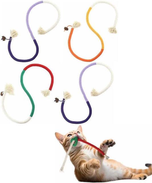 4 Pack Cat Catnip Rope Toys, Interactive Cat Rope Toys with Silvervine Fruit for Cats and Kittens, Cotton Rope Cat Toys for Indoor Cats, Handmade Pet Chew Toys for Teeth Cleaning