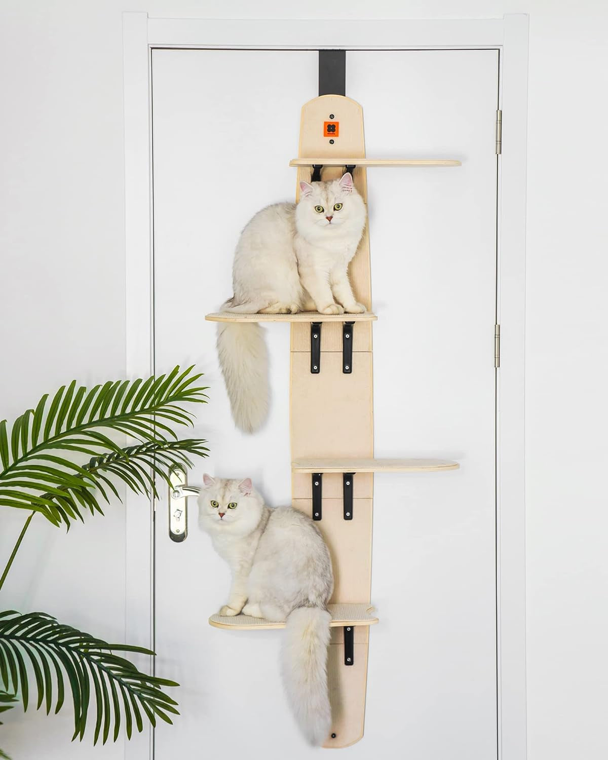 MEWOOFUN 4-Levels Door Hanging Cat Climber Door Mounted Vertical Cat Tree Tower with Carpeted Plank for Indoor Cats (Door Mounted-67.3" H X 22.3" L X 10.5”W)