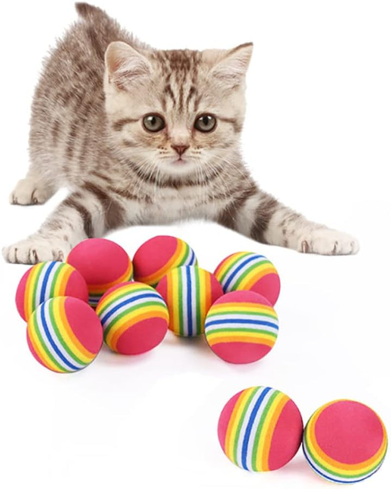 10Pcs Red Rainbow Cat Toy Balls Soft Durable EVA Foam Interactive Indoor Kittens Toys 1.57Inch Small Dogs Puppies Cat Toy Balls Chase Sponge Ball Indoor Activity Play Game Training