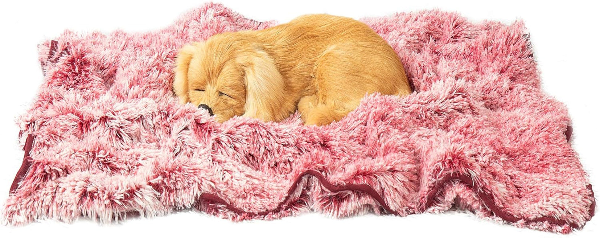 Dog Blankets - Two Tone Shaggy Fur Calming Cat Blankets Dog Beds Pet Throw Blanket Protector for Crate, Bed, Couch & Sofa (X-Large (60''X43''), Rose)