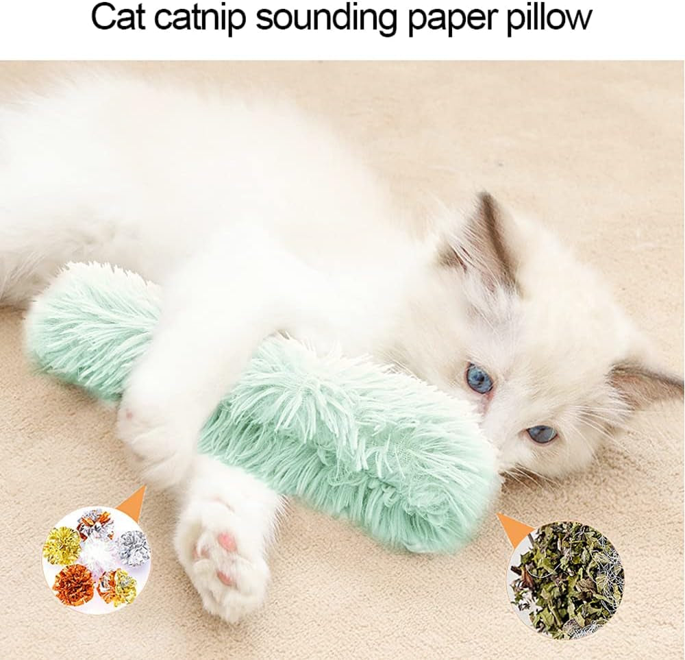 3 Pack Cat Kicker Toys with Sound Paper, Catnip Pillow Toys,Durable Indoor Kitty Kick Stick, Interactive Cat Toys for Cat, Puppy, Kitty Playing Chewing