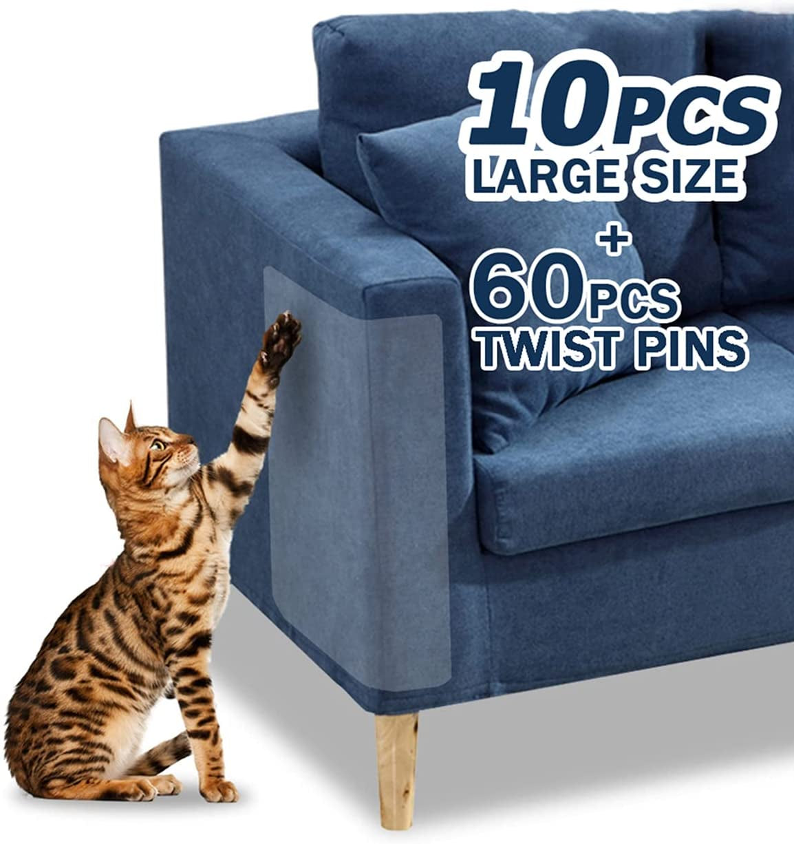 10 PCS Furniture Protectors from Cats, Clear Self-Adhesive anti Cat Scratch Deterrent, Couch Protector for Cats, Cat Sofa Cat Sofa Protector, Strong, Cat Deterrent Accessories