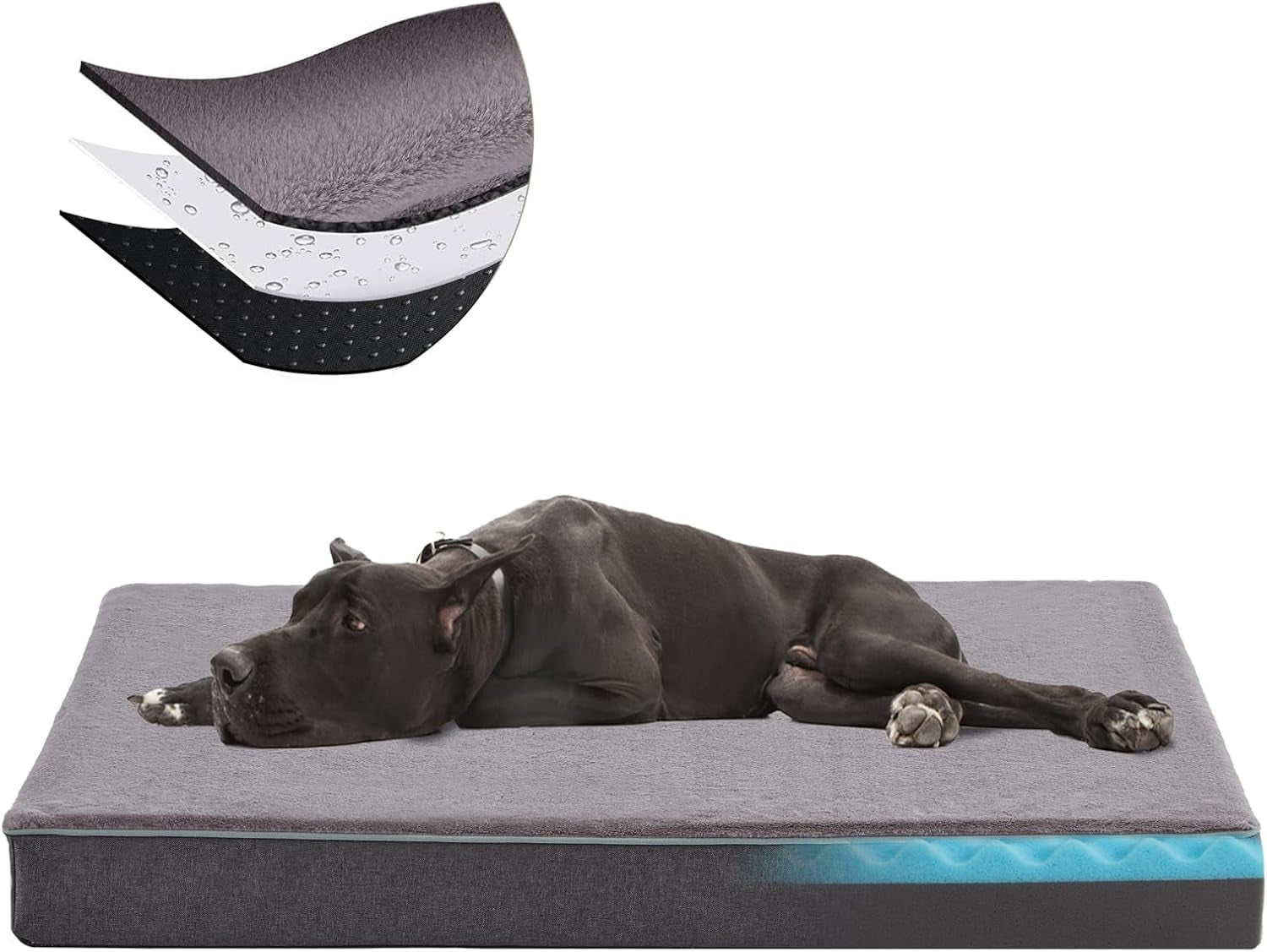 Cooling Dog Beds for Large Dogs, Orthopedic Memory Foam Dog Bed, Large Pet Beds with Washable Cover, Ideal for Arthritic Dogs up to 65Lbs