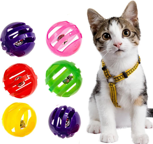 10 Cat Bell Balls Plastic Ball Cat Toys for Interactive Play, Assortment Toys for Indoor Cats & Kitten, Jingle Rattle Toy Assorted Color