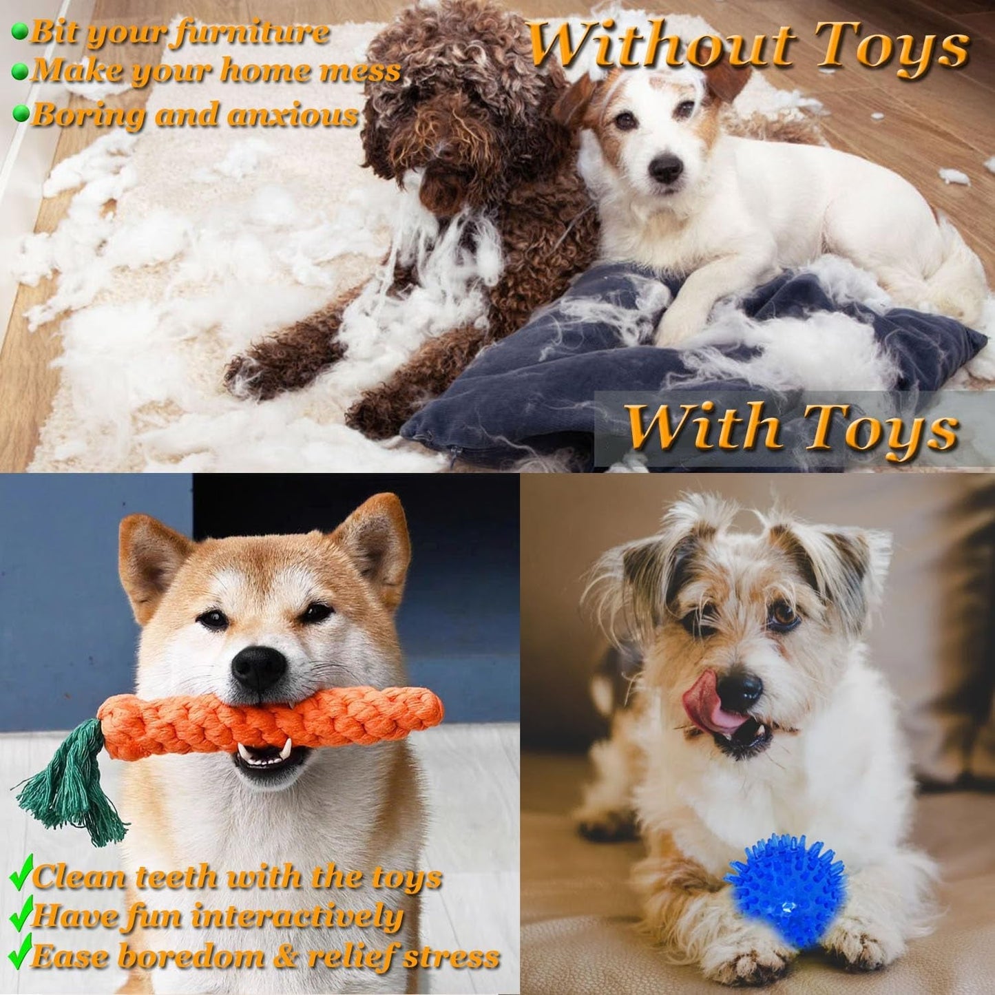 (20 Pack Dog Toys | Rope Chew Toys for Dogs | Strong Ball Tug for Puppy Teething & Training | 100% Natural Cotton | Great for Small, Medium Puppies