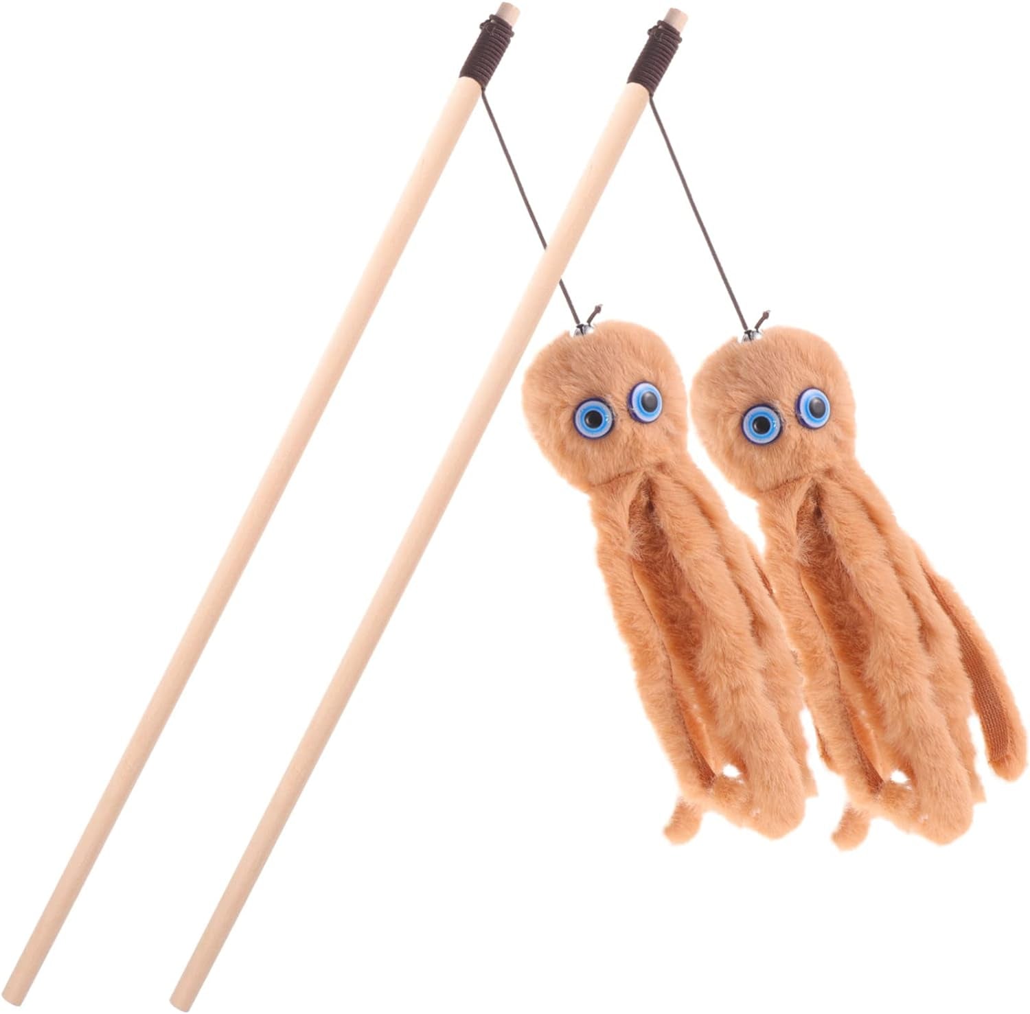 2Pcs Chew Toys Cat Toy Cat Fishing Pole Toy Stuffed Toy Octopus Toys Dealspet Supplies Teasing Toy for Cat Wand Toys for Indoor Cats Wooden Pole Cat Teaser Stick Plush