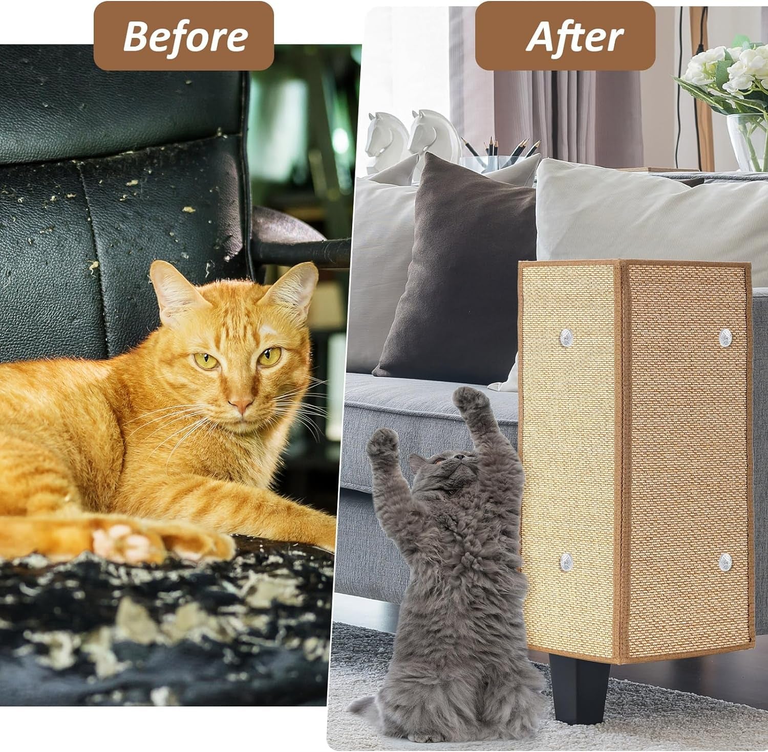 2 Pcs 23.6 X 15.7 Inch Cat Scratch Furniture Protector Cat Scratch Mat with Helical Nails Couch Cat Scratch Protector Couch Covers for Cats Pet Scratching Pads for Indoor Couch, Sofa, Carpet