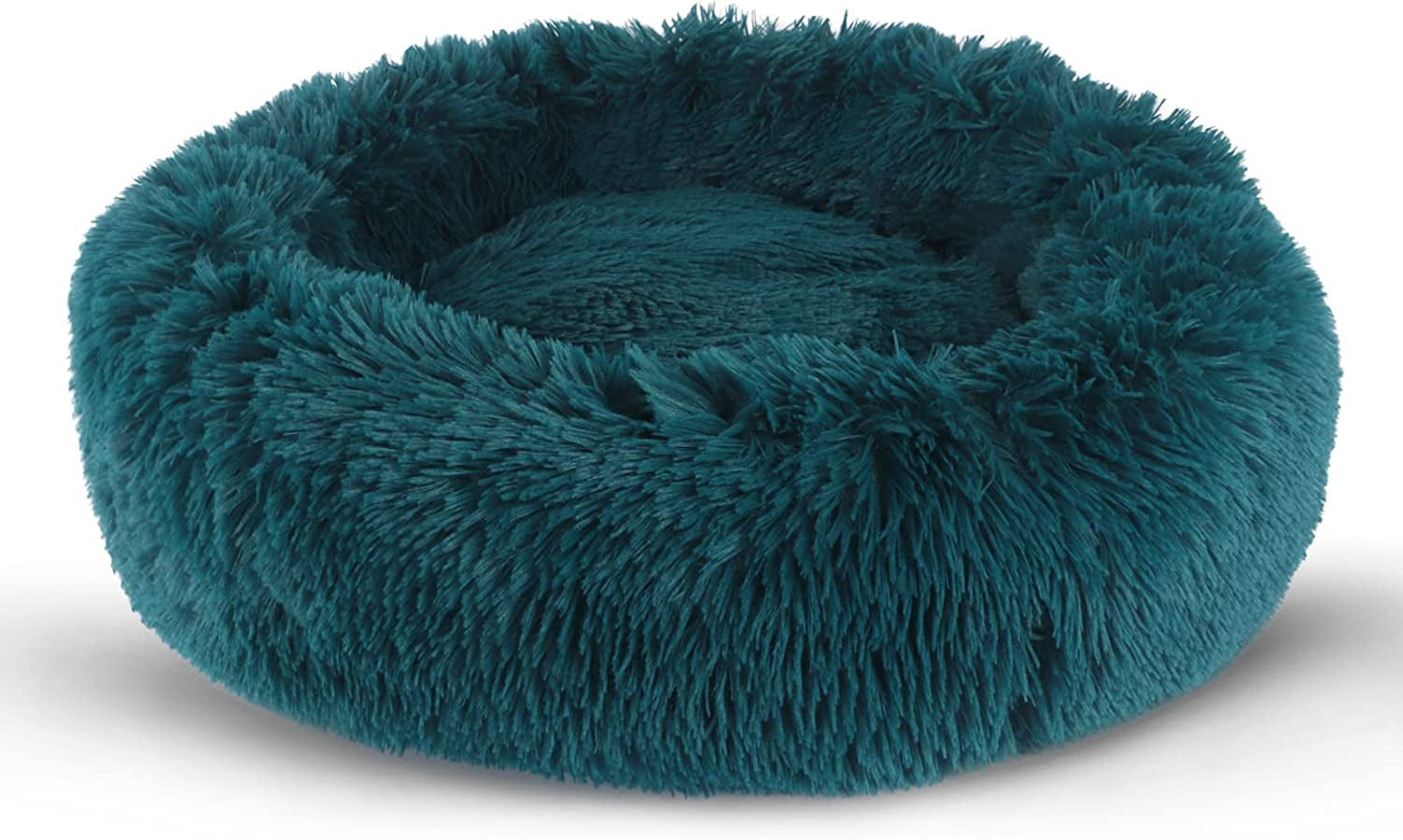 BVAGSS Small Dog Bed,Anti-Anxiety Donut Cuddler Cozy Soft round Bed,Calming Plush Washable round Fluffy Pet Cushion Bed for Puppy & Kitten MW002 (20 Inch, Cyan)