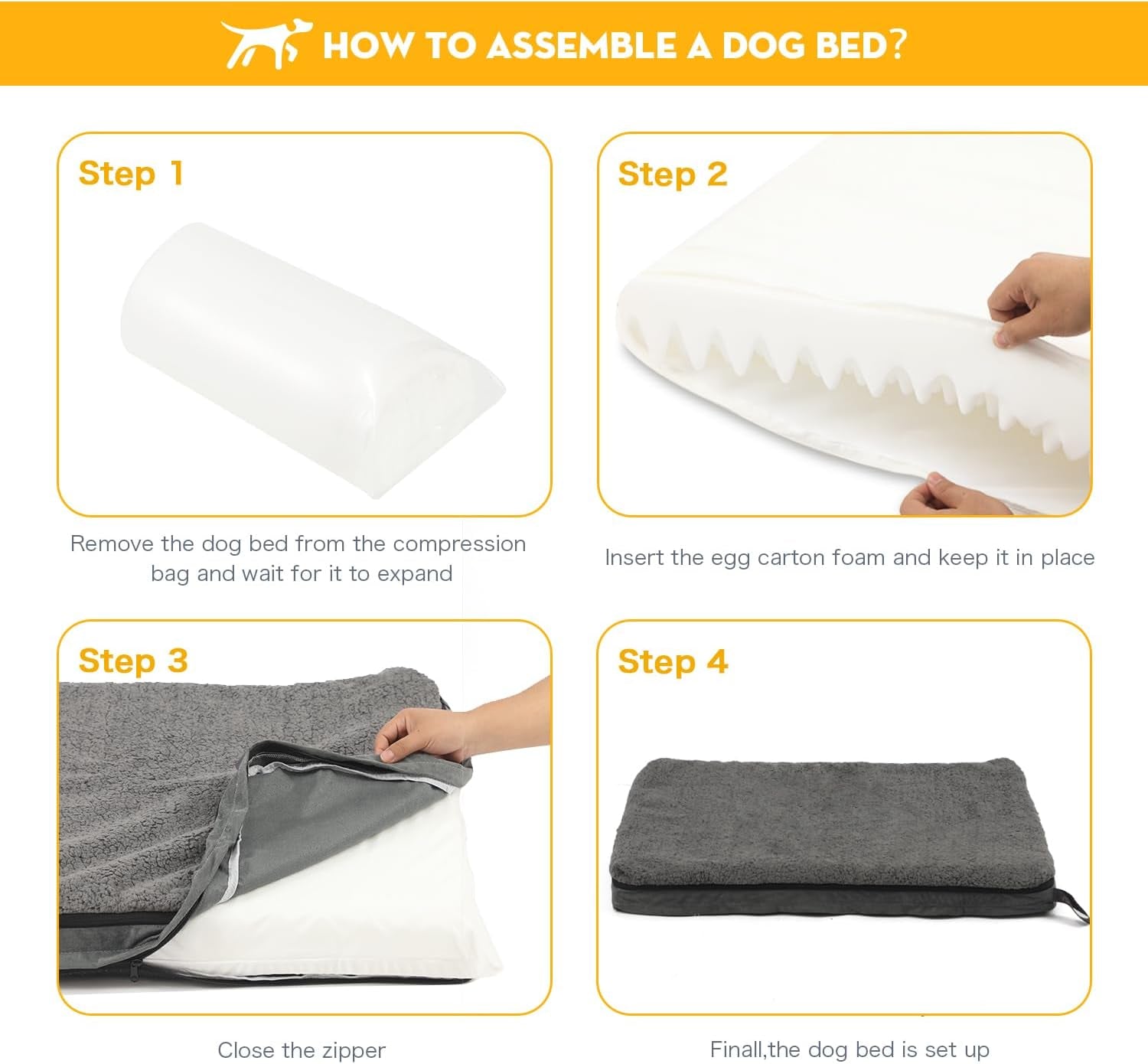 Dog Beds for Small Dogs,Large,Medium,High Elastic Memory Foam Dog Bed Available All Year Round,Dog Crate Mat with Waterproof Removable Machine Washable Cover,Dog Crate Pad with Non Slip