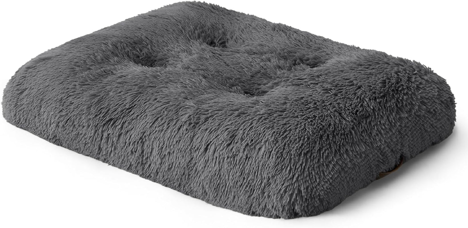 Bedsure Large Dog Bed Washable, Plush Calming Dog Crate Beds for Large Breed, Fulffy Dogs Sleeping Mat, Anti-Slip Pet Kennel Pad, 35" X 23", Dark Grey