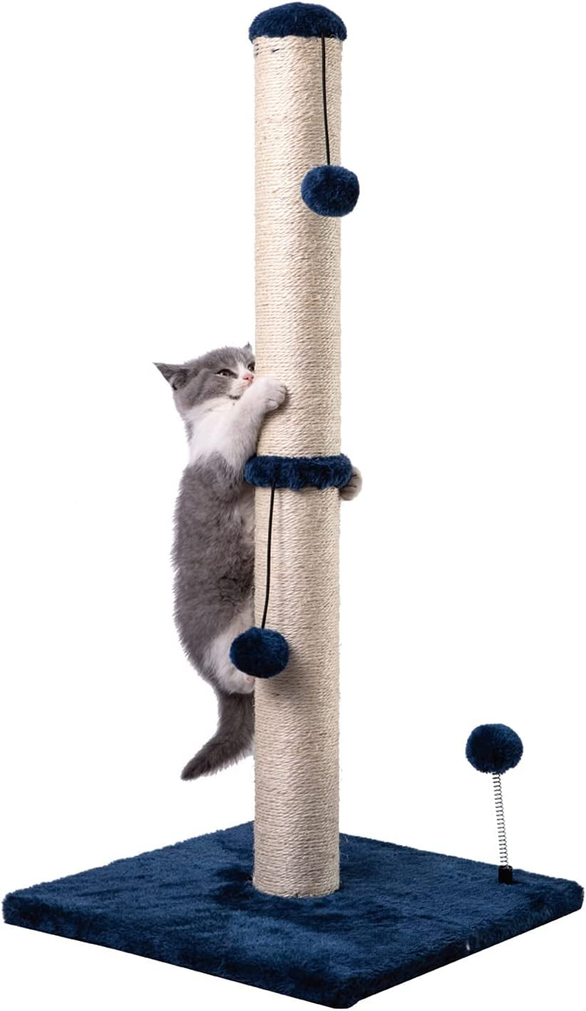 34“ Tall Cat Scratching Post Premium Basics Kitten Scratcher Sisal Scratch Posts Trees with Hanging Ball for Indoor Cats (34 Inches for Adult Cats, Cactus Green)