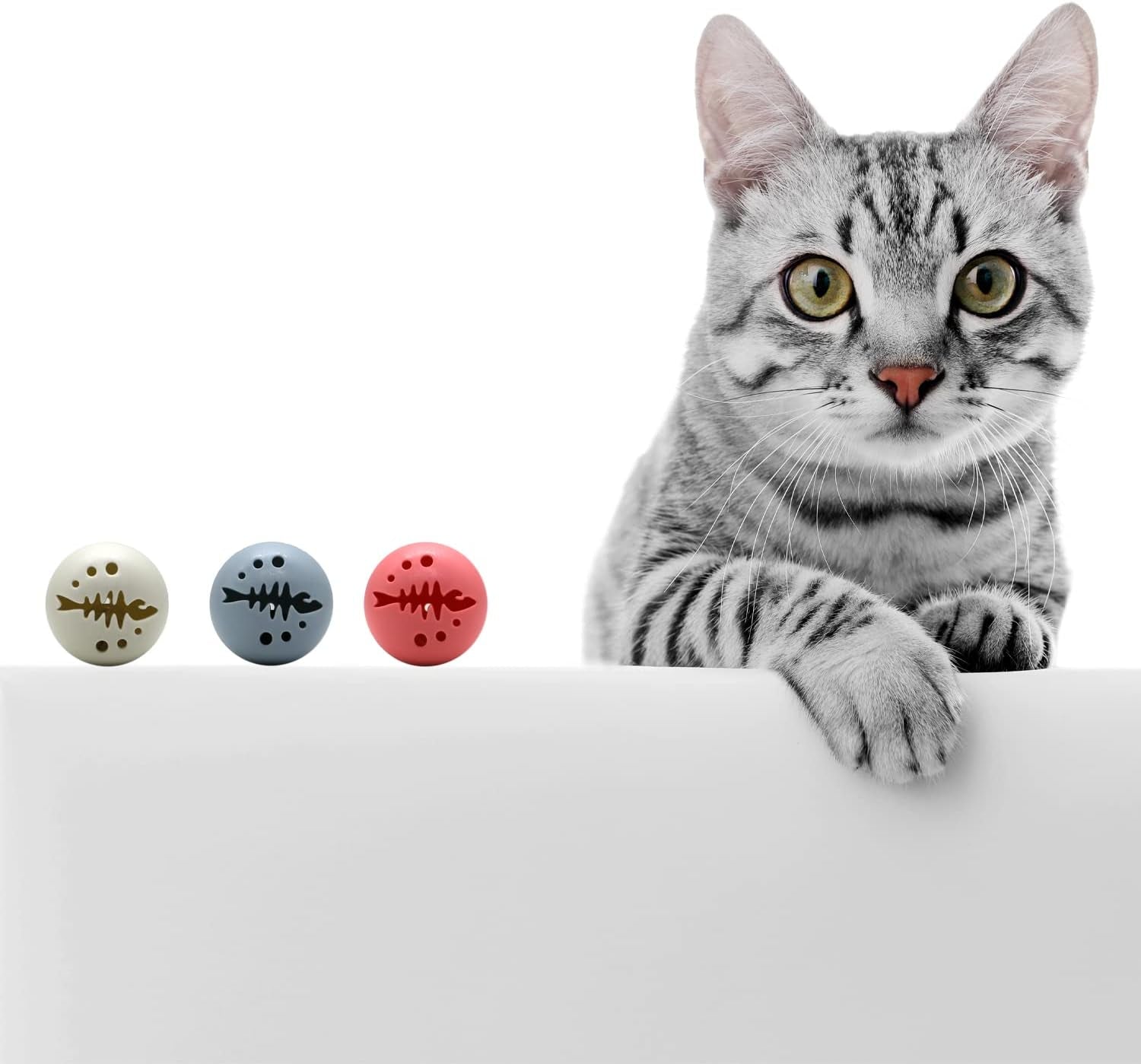 3 Pack Cat Toys Balls with Bell Catnip Light up Ball for Indoor Cats Kitten Interactive Chasing Chewing Toys Soft Pompom Elastic Ball Toy for Kitten Training Indoor Play