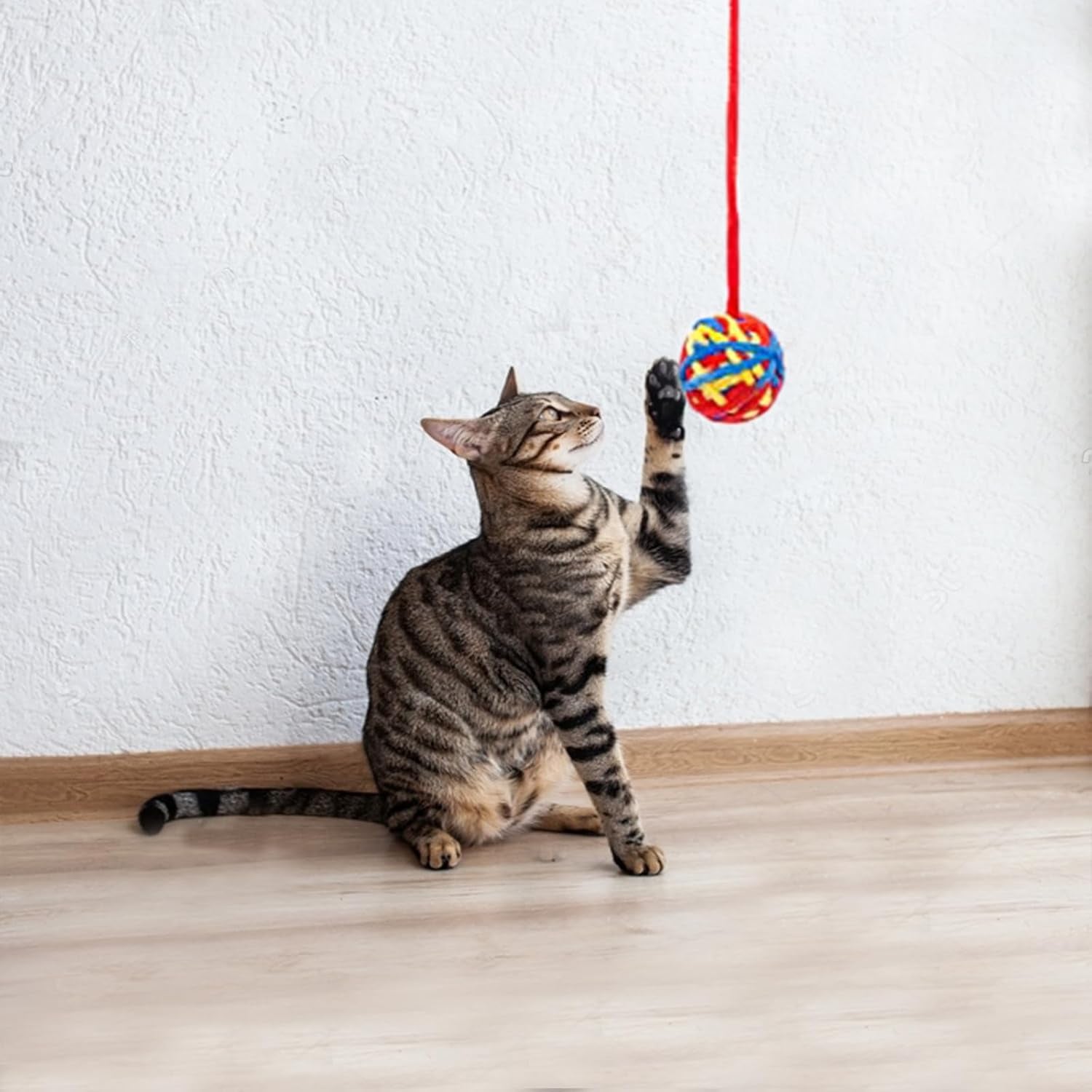 10 Pcs Cat Toy Balls with Bell for Indoor Kitty Interactive round Kittens Mint Toys Catnip Woolen Yarn Ball Built in Bell 2 Sizes Interaction Play Training and Chewing Accessories