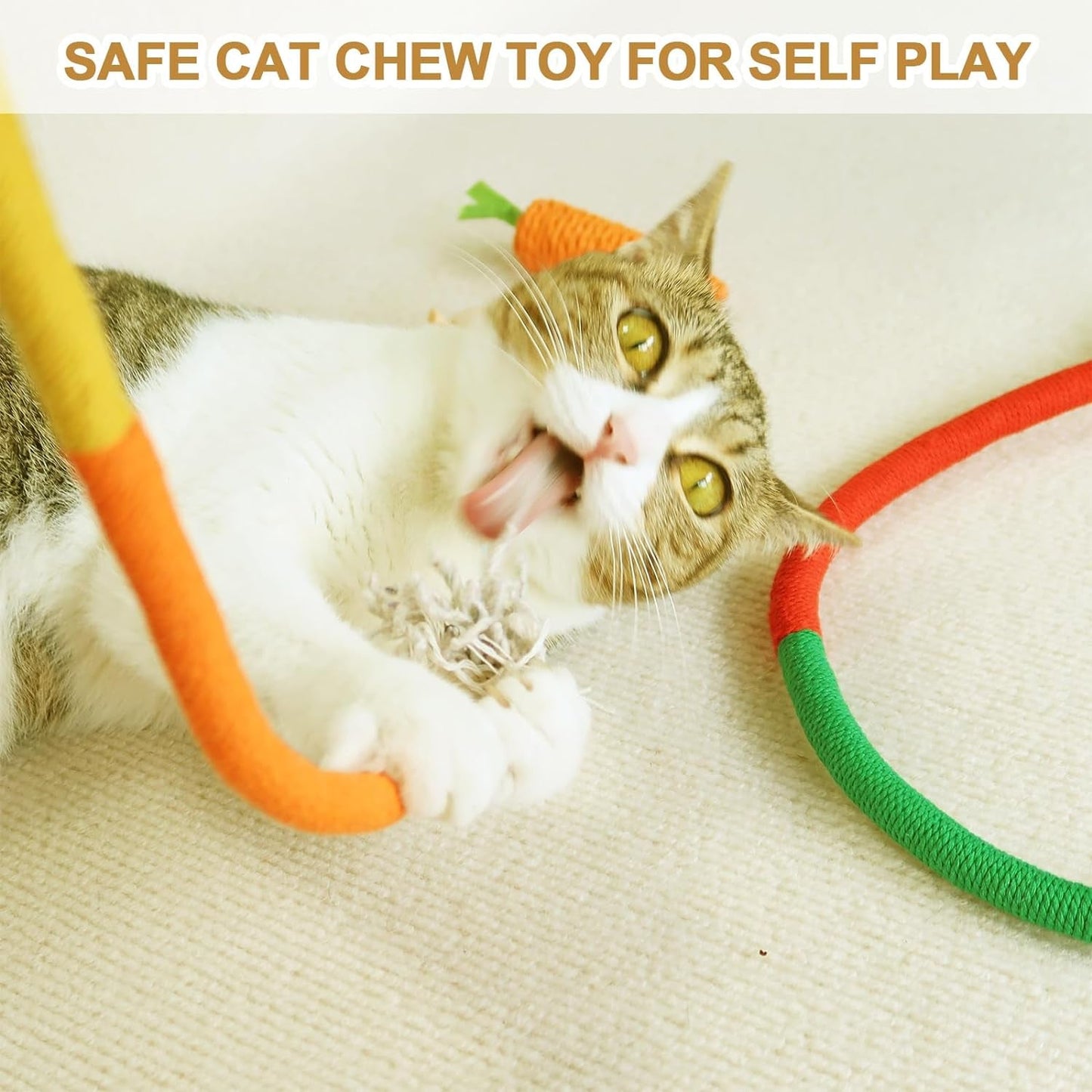 3PCS Cat Chew Toy for Teeth Cleaning, 27.56 Inches Cat Toys Catnip Rope Toys for Indoor Cats, Catnip Toys for Cats, Interactive Cat Nip Cat Toys for Bored Indoor Adults Cats Kitten Kitty