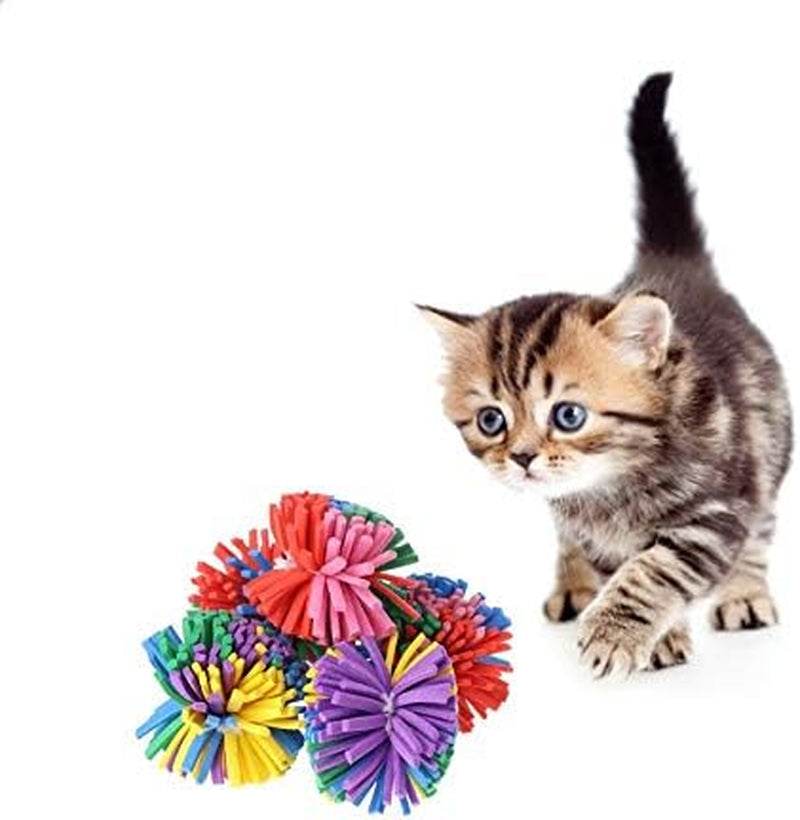 10PCS 1.6" Funny Colorful EVA Flower Ball Foam Cat Toy Ball Cat Kitten Catch/Chase/Play Ball, Random Color