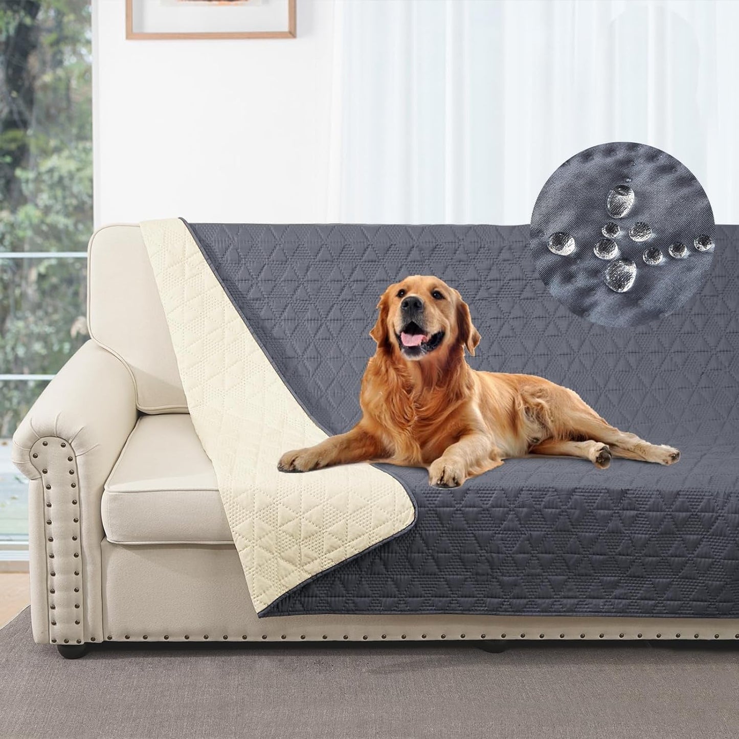 100% Waterproof Couch Cover for Dogs, Dog Bed Cover Protector, Pet Blanket Sofa Couch Furniture Protector for Kids Children Dog Cat (Black, 82-82 Inch(1 Pack))