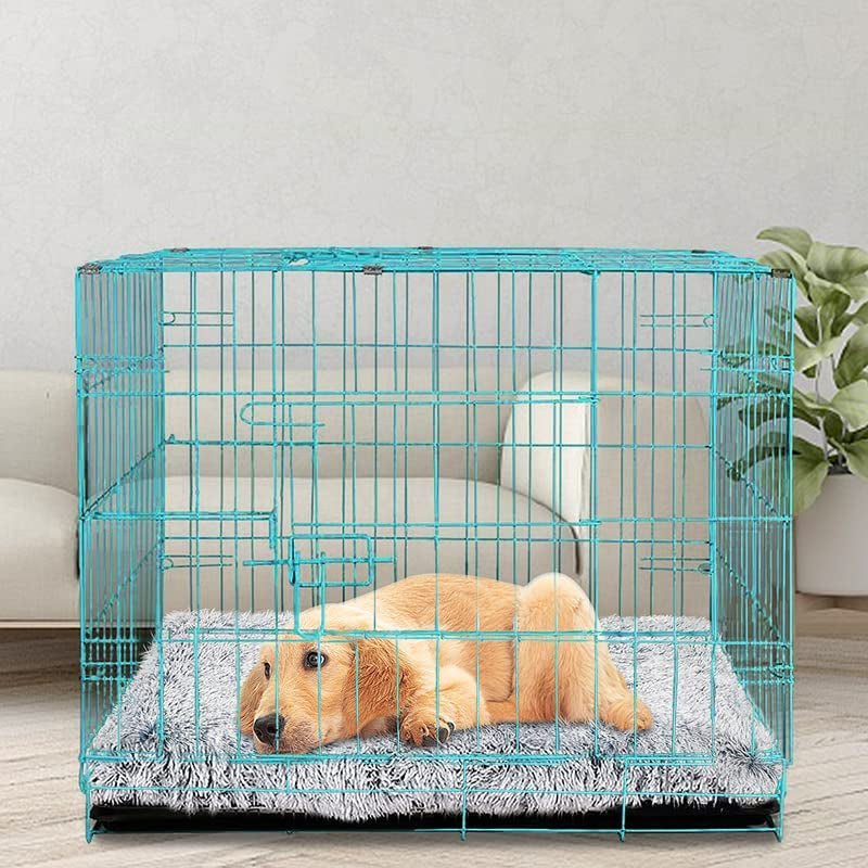 Dog Bed Crate Pad, Dog Beds for Large Dogs, Plush Soft Pet Beds, Washable Anti-Slip Dog Crate Bed for Large Medium Small Dogs and Cats (Large, Light Grey)