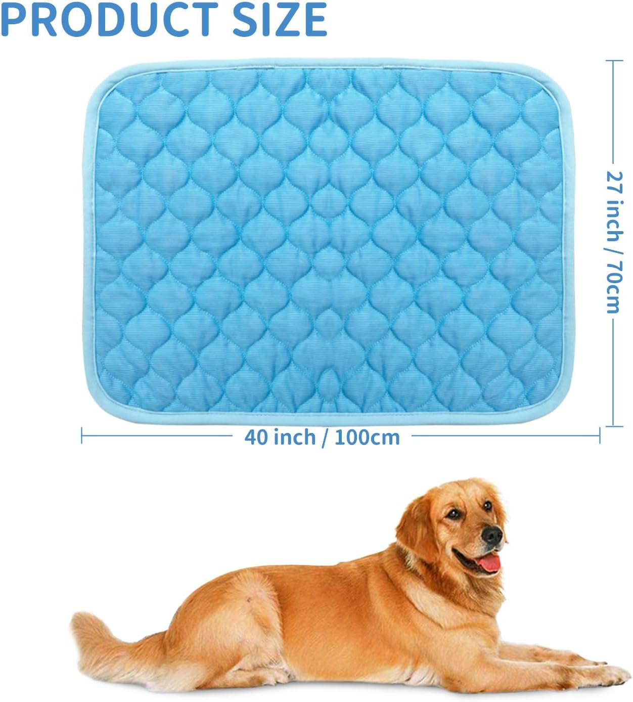 Extra Large Dog Cooling Mat,Dog Cooling Pad Self Cooling Blanket,Foldable Self Cooling Pad, Materials Safe, Easy Carry (Blue, 39.4X27.6Inch/100X70Cm)