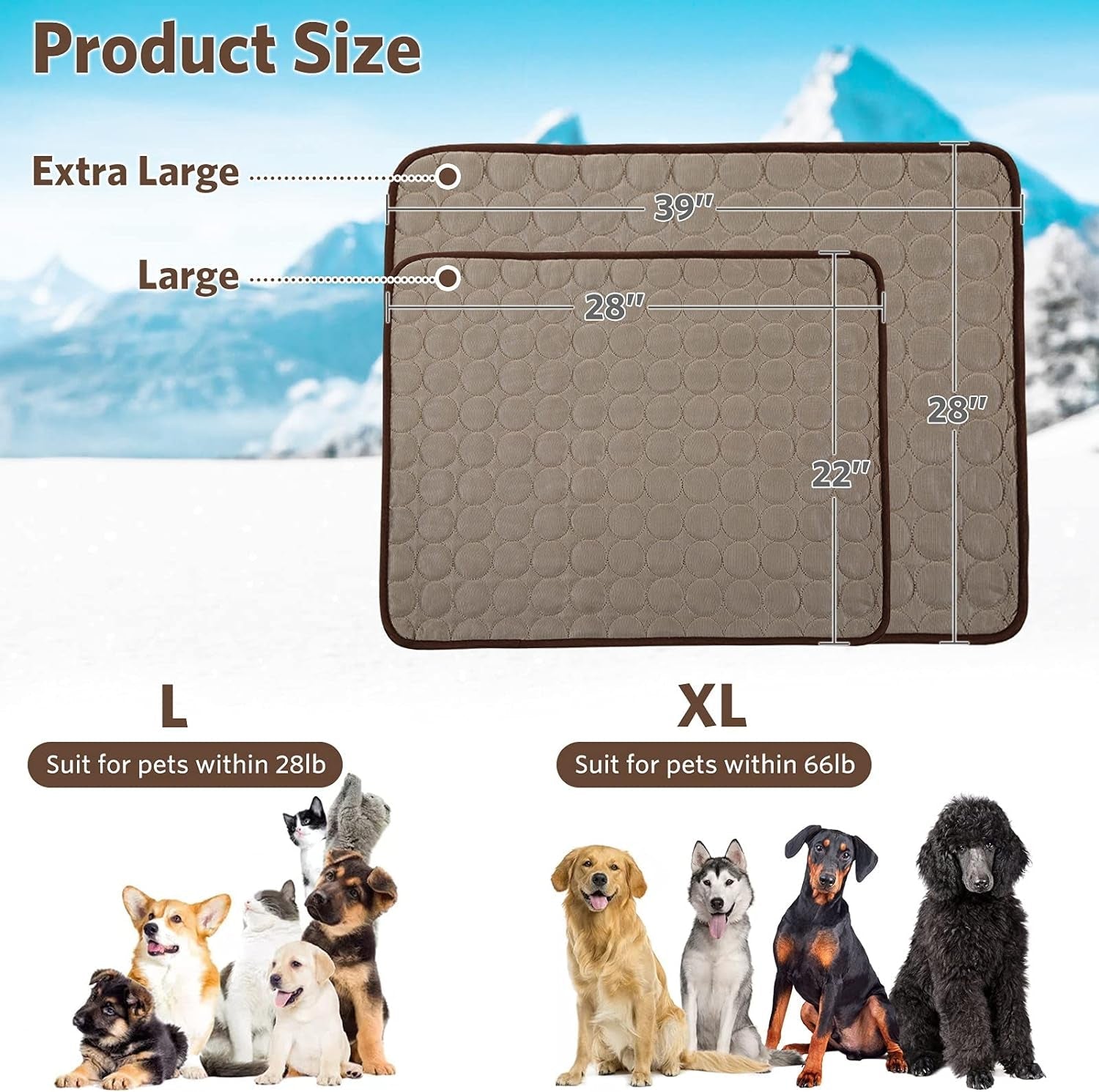 Dog Cooling Mat, Pet Self-Cooling Pad for Dogs,Cooling Mat for Dogs Washable Cooling Pet Mats for Kennels, Crates and Beds