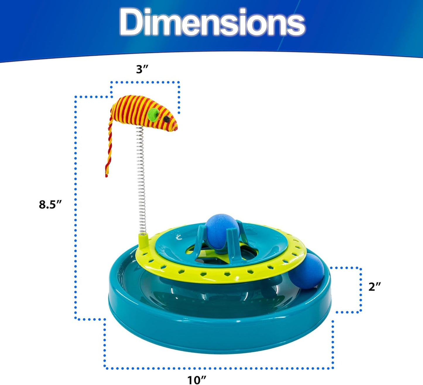 360 Interactive Cat Mouse Track Toy - Rolling Ball & Toy Spring Catnip Mouse - Cat Track Play Ball for Indoor Cats, Non-Slip Base, Spring-Loaded Mouse