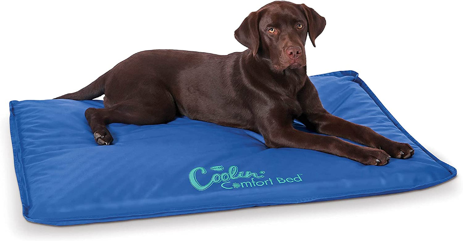 K&H Pet Products Coolin' Comfort Bed Orthopedic Dog Cooling Mat, Cooling Mat for Dogs and Cats, Cooling Dog Bed for Medium Dogs - Blue Medium 22 X 32 Inches