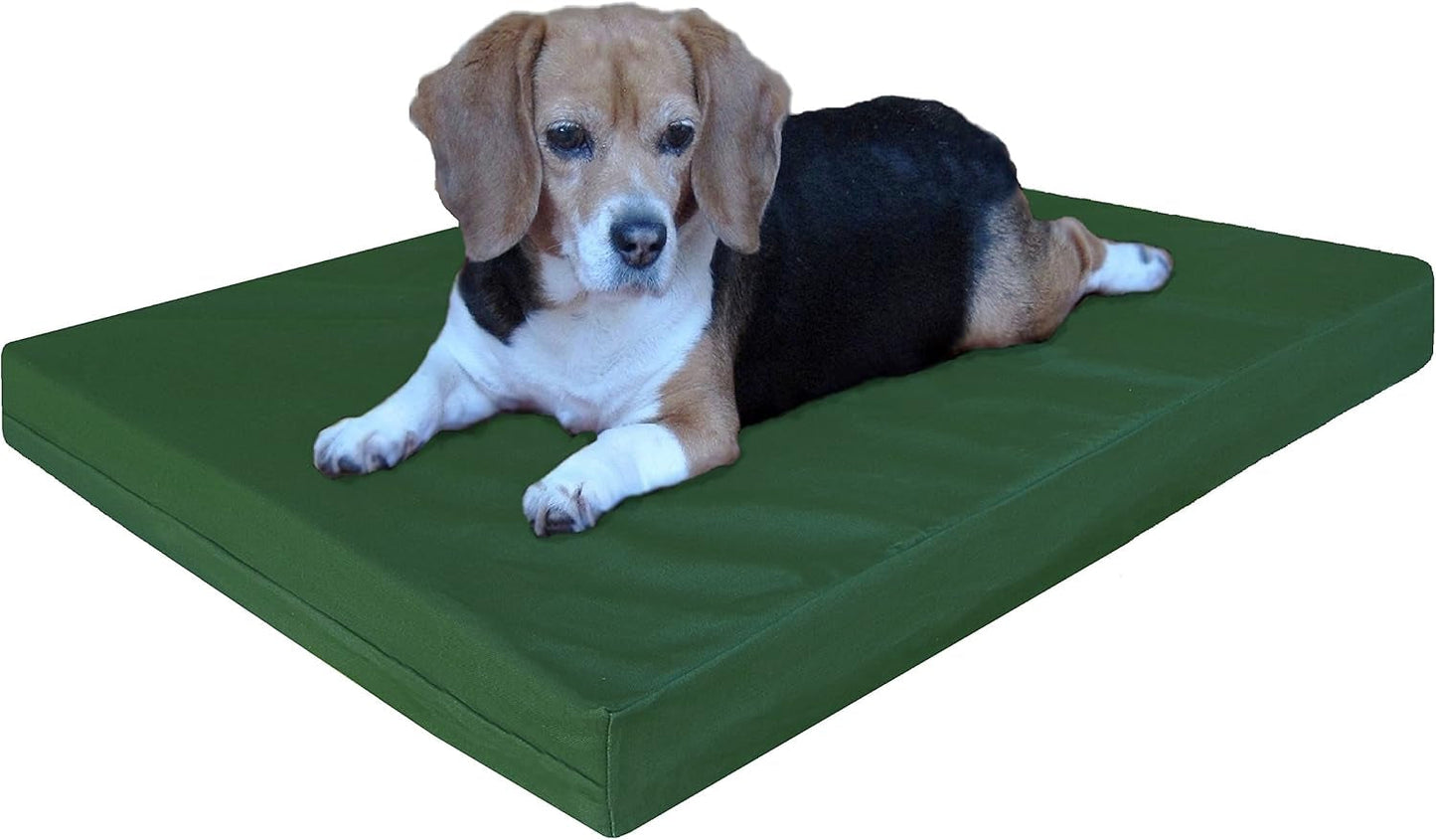 Dogbed4Less Large Orthopedic Gel Infused Memory Foam Dog Bed, Waterproof Liner with Durable Canvas Cover, 41X27X4 Inch, Olive Green (Fit 42X28 Crate)