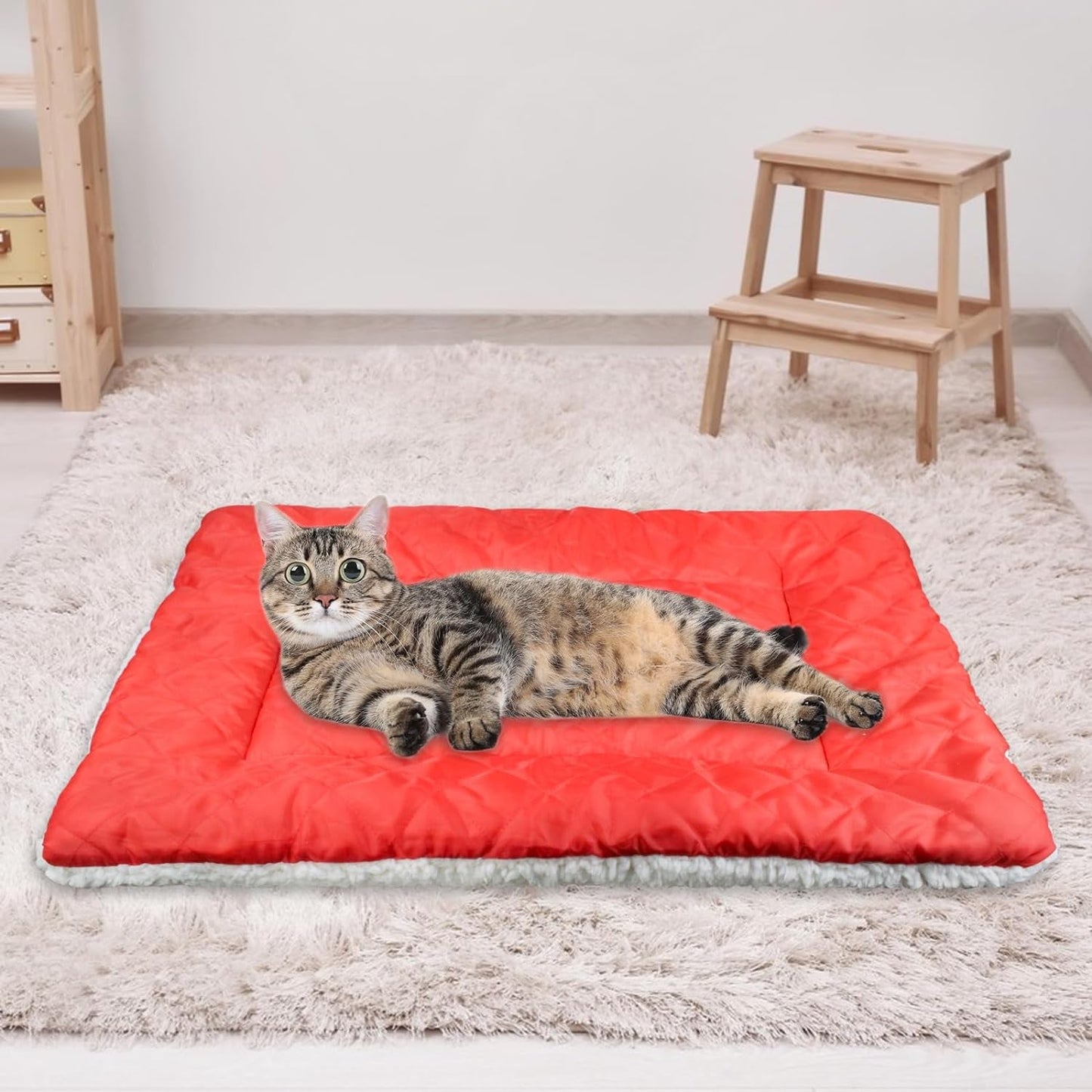 Andiker Pet Bed, Double-Sided Usable Plush Dog Bed to Provide Pet with a Better Resting Place, Washable Dog Bed about 29 * 22 Inches for Large Medium Small Dogs and Cats to Protect Spine (Red)