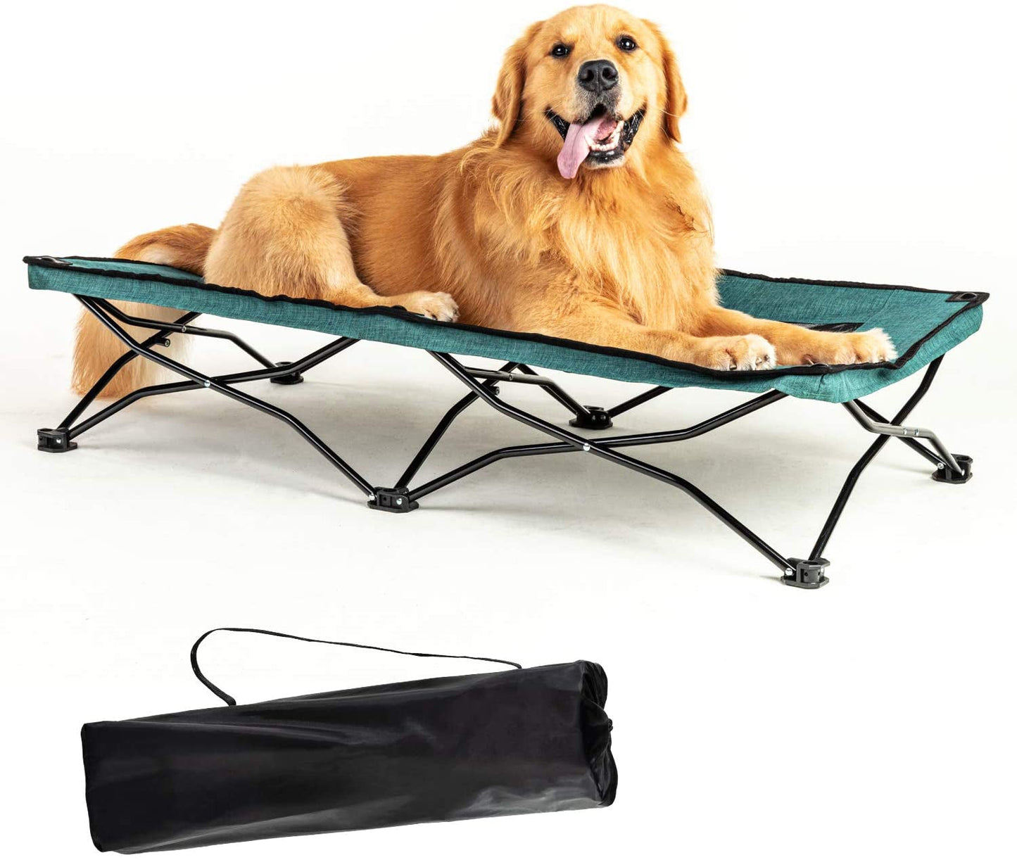 YEP HHO 47 Inches Long Elevated Folding Pet Bed Cot Travel Portable Breathable Cooling Textilene Mesh Sleeping Dog Bed (47 Inch (Pack of 1), Green)