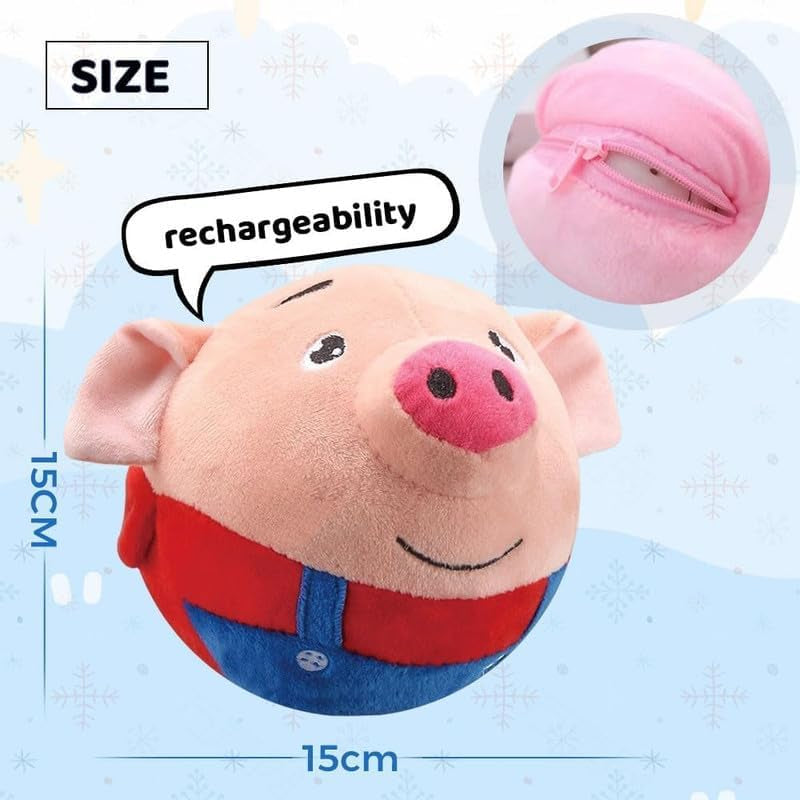 2024 NEW Active Moving Pet Plush Toy, Interactive Dog Toys Squeaky Moving Dog Ball Toy, Washable Cartoon Pig Plush Sound Electronic Dog Toy for Dog, Pets, Cats(E)