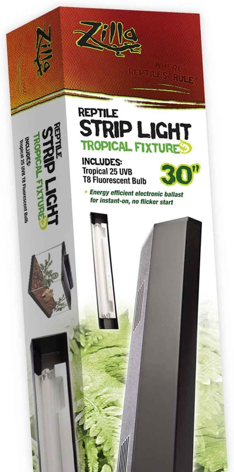 Zilla Reptile T8 Strip Desert Pet Habitat Light Fixture with 15 Watt Fluorescent Bulb, 24 Inches