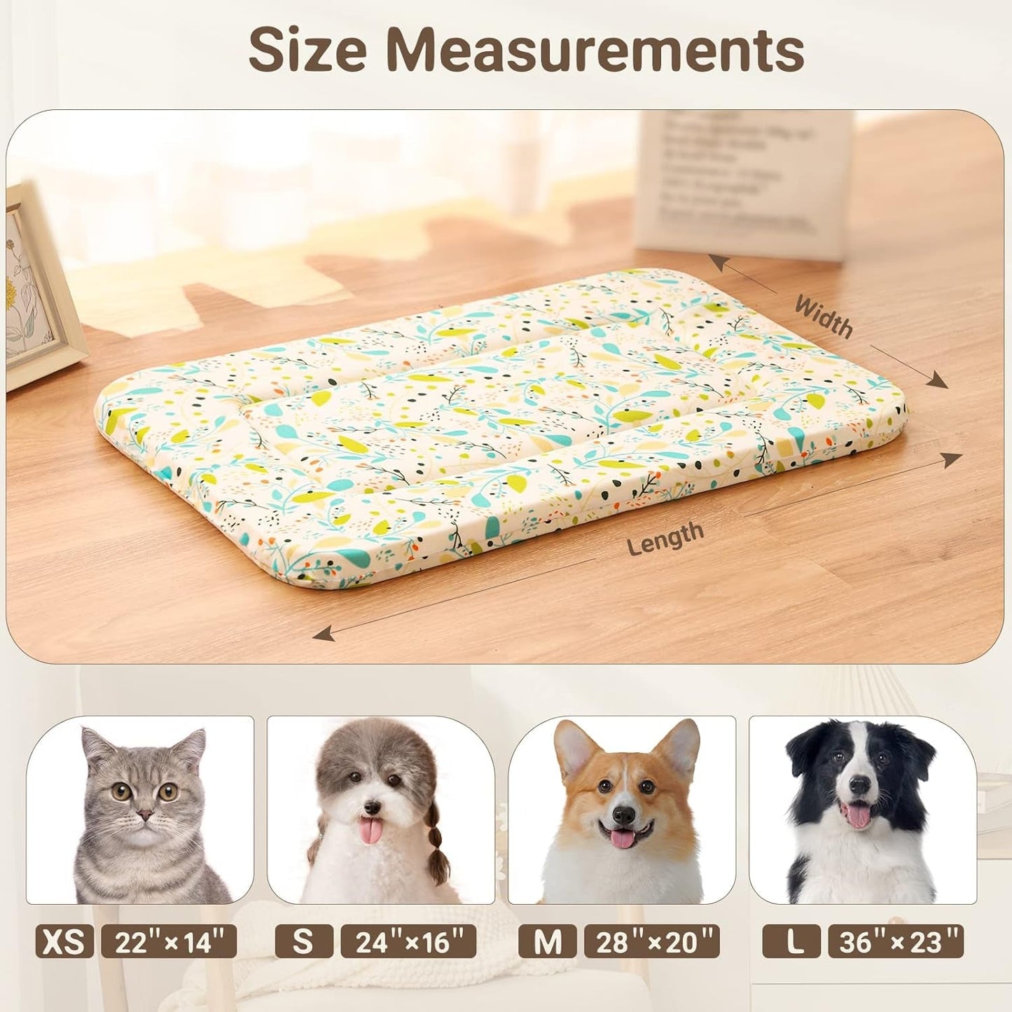 Magic Dog Random Color Small Dog Bed Dog Crate Bed Crate Pad, Super Soft Pancake Style Dog Bed Mat Kennel Pad for Dogs, Ideal for Pet Beds Machine Wash and Dryer Friendly, 24-Inch