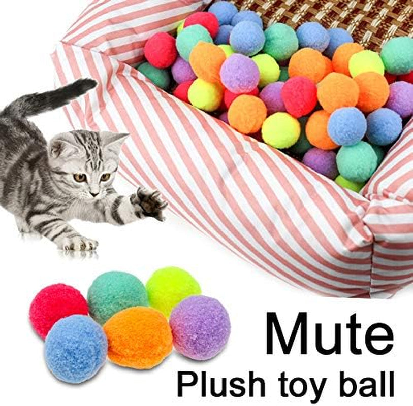 30 Pcs Cute Funny Cat Toys Stretch Plush Ball Soft Colorful Cat Toy Ball Interactive Cat Toys Kitten Toys Chew Toy