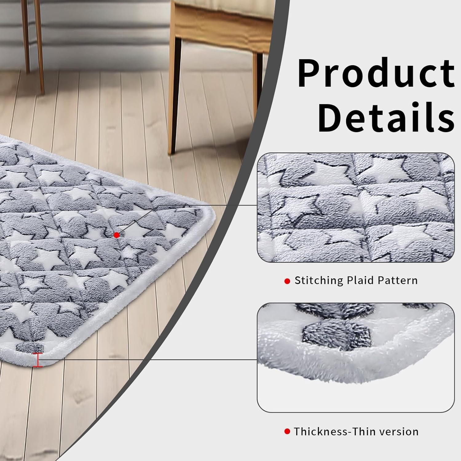 Dog Crate Mats, Soft Reversible Dog Bed Mat, Cat Mat - 24X16 Inch, Short Plush Pet Mat Crate Mat for Small Dogs, 0.6-Inch Thick Thin Dog Mat, Machine Washable Ideal for 24-Inch Dog Crates