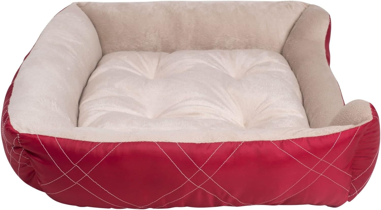 Long Rich All Season Rectangle Pet Bed, Burgundy, 25X21 Inches (Pack of 1)