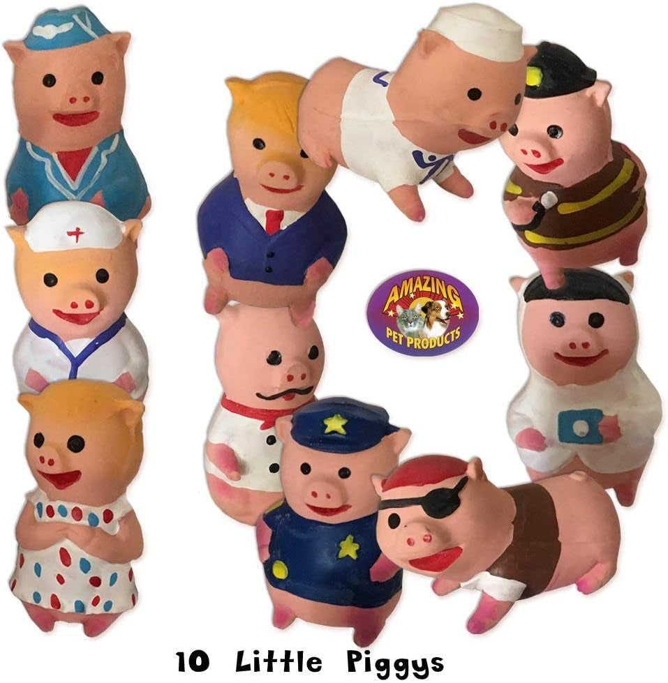 10 Pack of Little Piggies Latex Squeak Toys 10 From