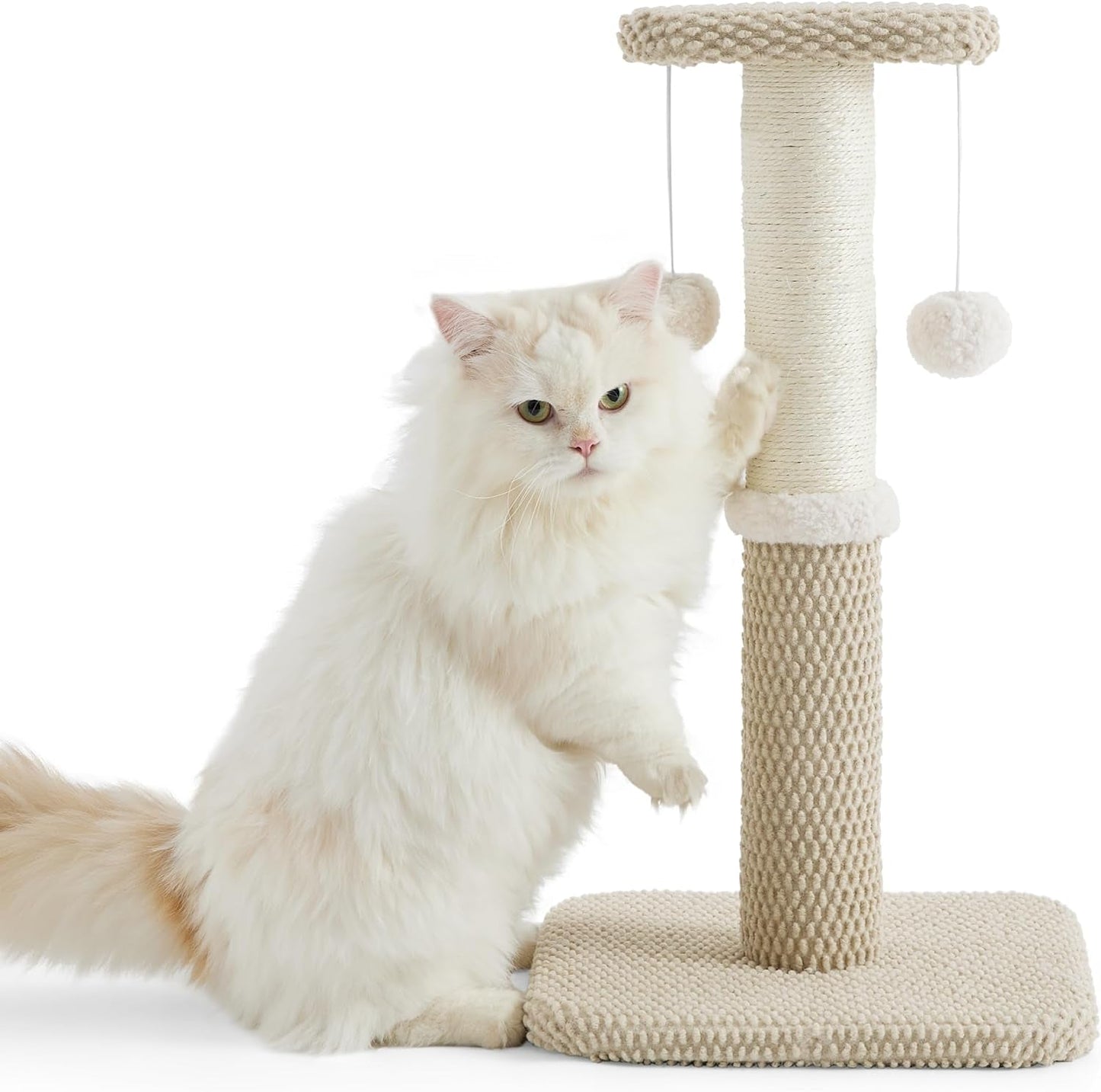 Lesure 34" Tall Cat Scratching Post - Highly Resistant Carpet Scratch Post, Premium Sisal Rope Scratch Posts Kitten and Adult Cats, Sturdy Large Scratch Pole with Hanging Ball, Grey