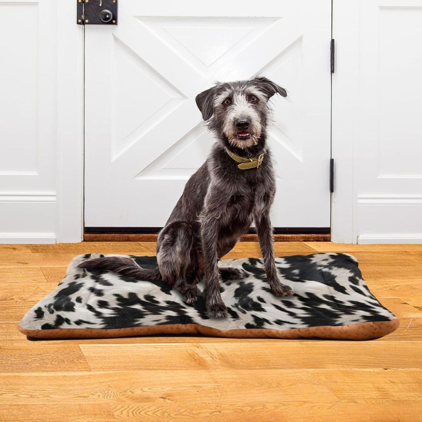 3D Cow Print Pet Bed Pad Soft Dog Bed Mat with Anti-Slip Bottom, Machine Washable Crate Pad Mattress for Dog Sleeping- 36 * 24Inches