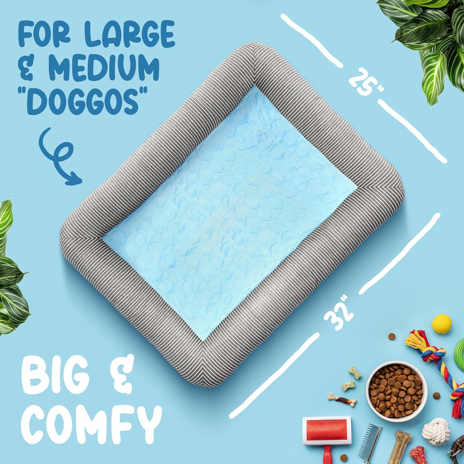 Dog Mat, Dog Cooling Mat, Pet Cooling Mat, with Silicone Pet Brush, Cooling Pad for Dogs