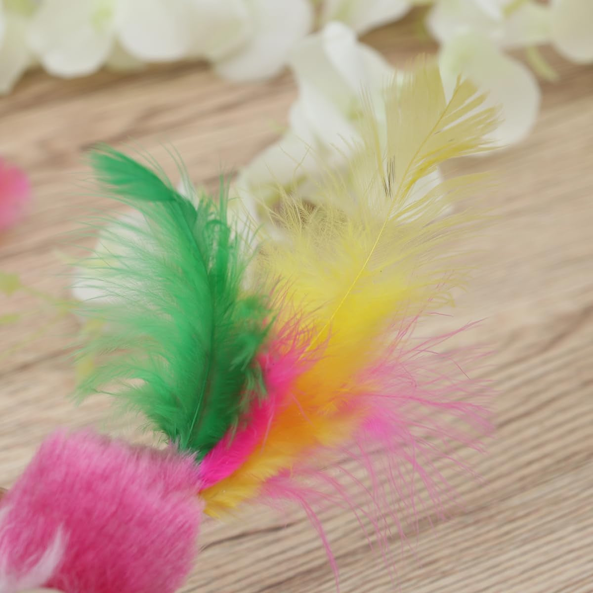 10 PCS Furry Pet Toys Mice Cat Toy Mouse Cat Catcher Toys with Feather Tails(Random Color)