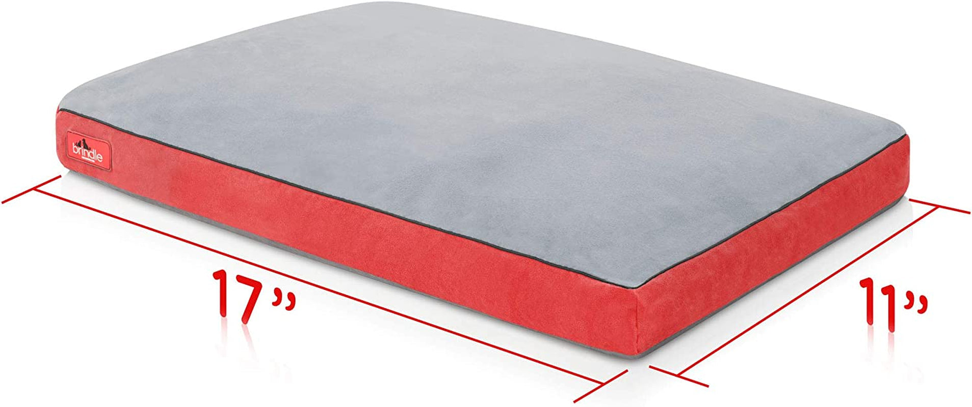 Brindle Shredded Memory Foam Dog Bed with Removable Washable Cover-Plush Orthopedic Pet Bed - 17 X 11 Inches - Red