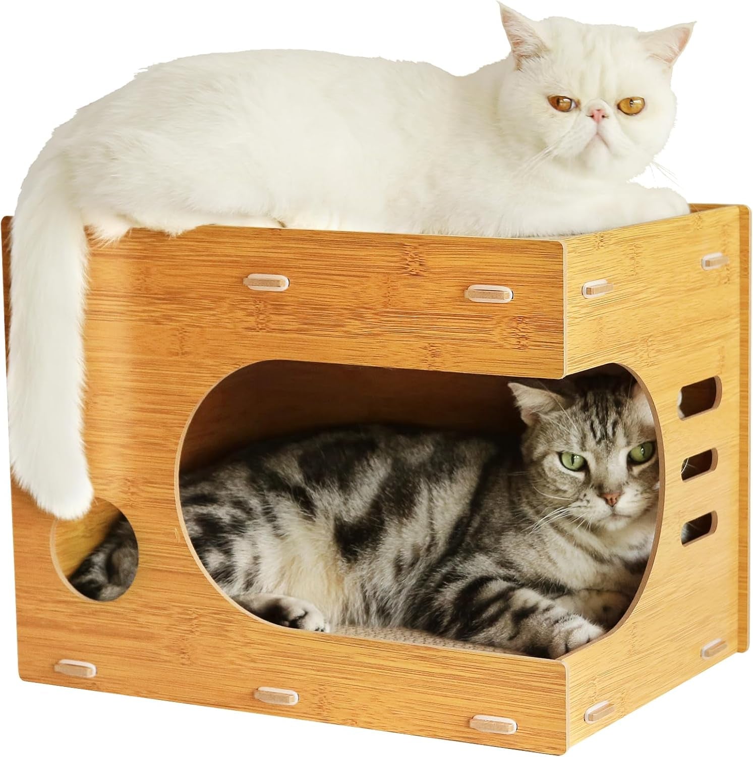 2 in 1 Cat Scratcher Cat House, Cozy Cat Scratcher House Durable and Sturdy Cat Scratching Post Cat Scratching Board Cat Scratchers for Indoor Cats, Easy to Assemble,Maximum Load Capacity 66 Lbs